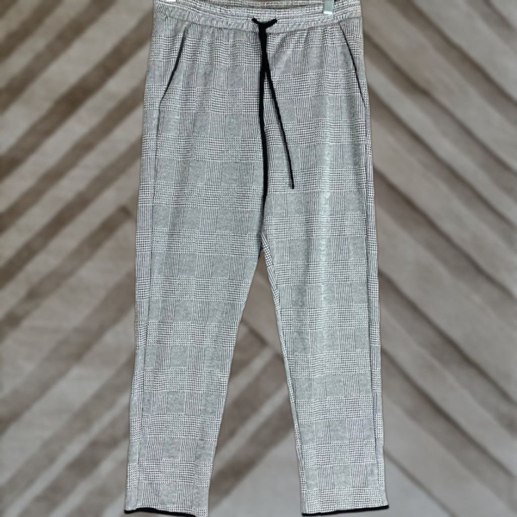 Zara Zara Basic Womens Pants Black White Plaid Pull On Drawstring Pockets Small Size 28" / US 6 / IT 42 - 1 Thumbnail