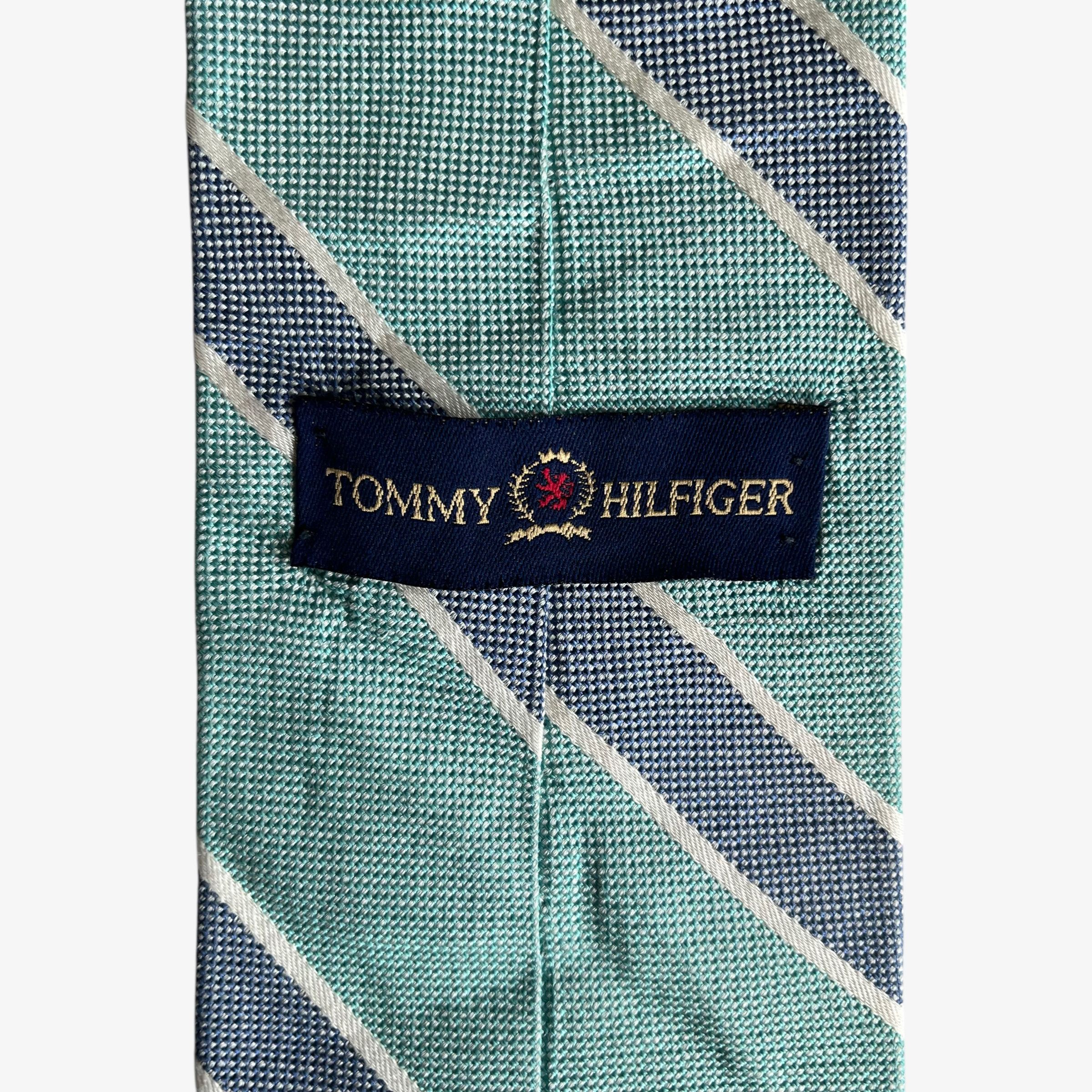 Tommy Hilfiger Vintage 90s Tommy Hilfiger Green & Blue Striped Silk Tie Size ONE SIZE - 2 Thumbnail