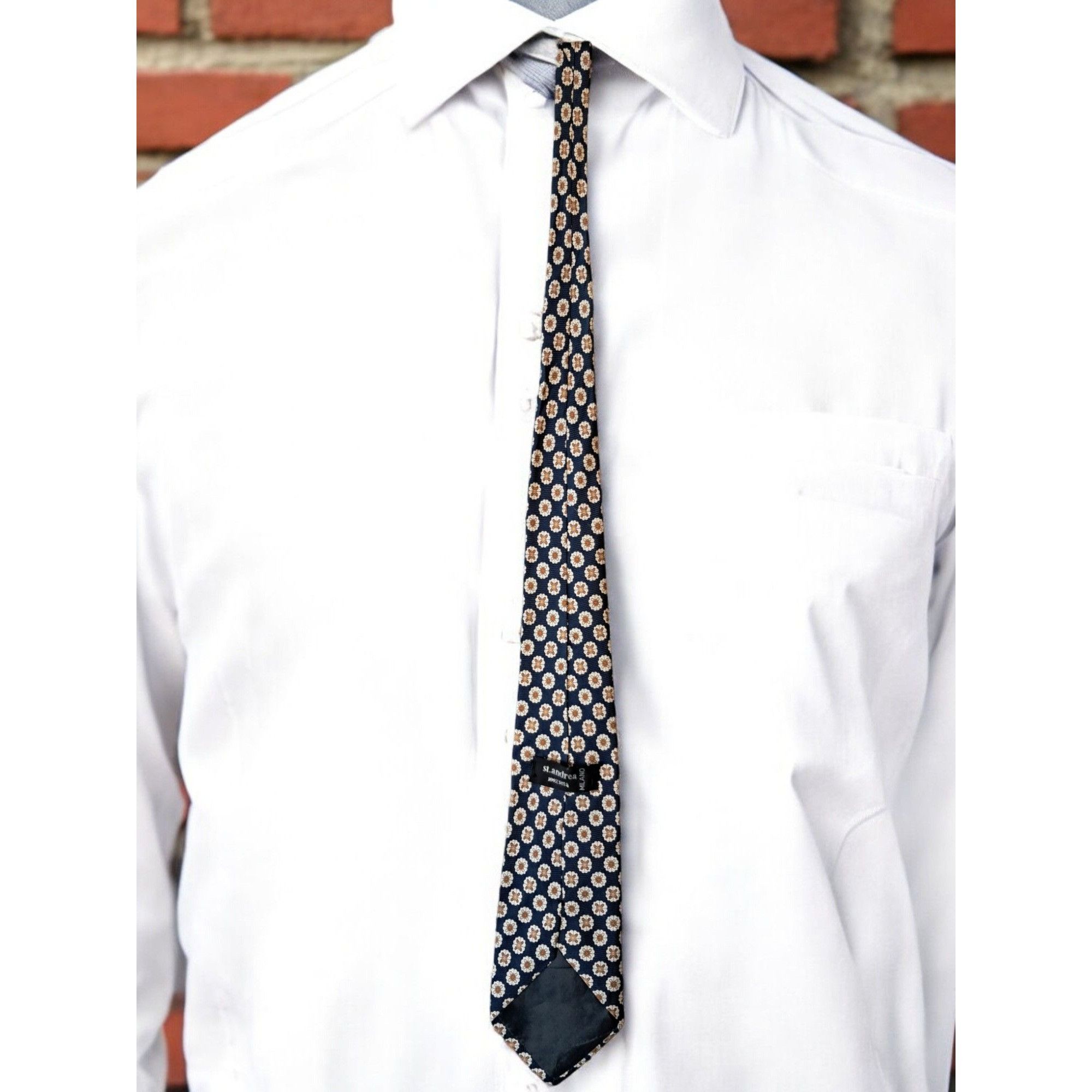 Vintage Vintage 1980s-1990s St. Andrea Milano 100% Silk Tie—Navy & C Size ONE SIZE - 3 Thumbnail