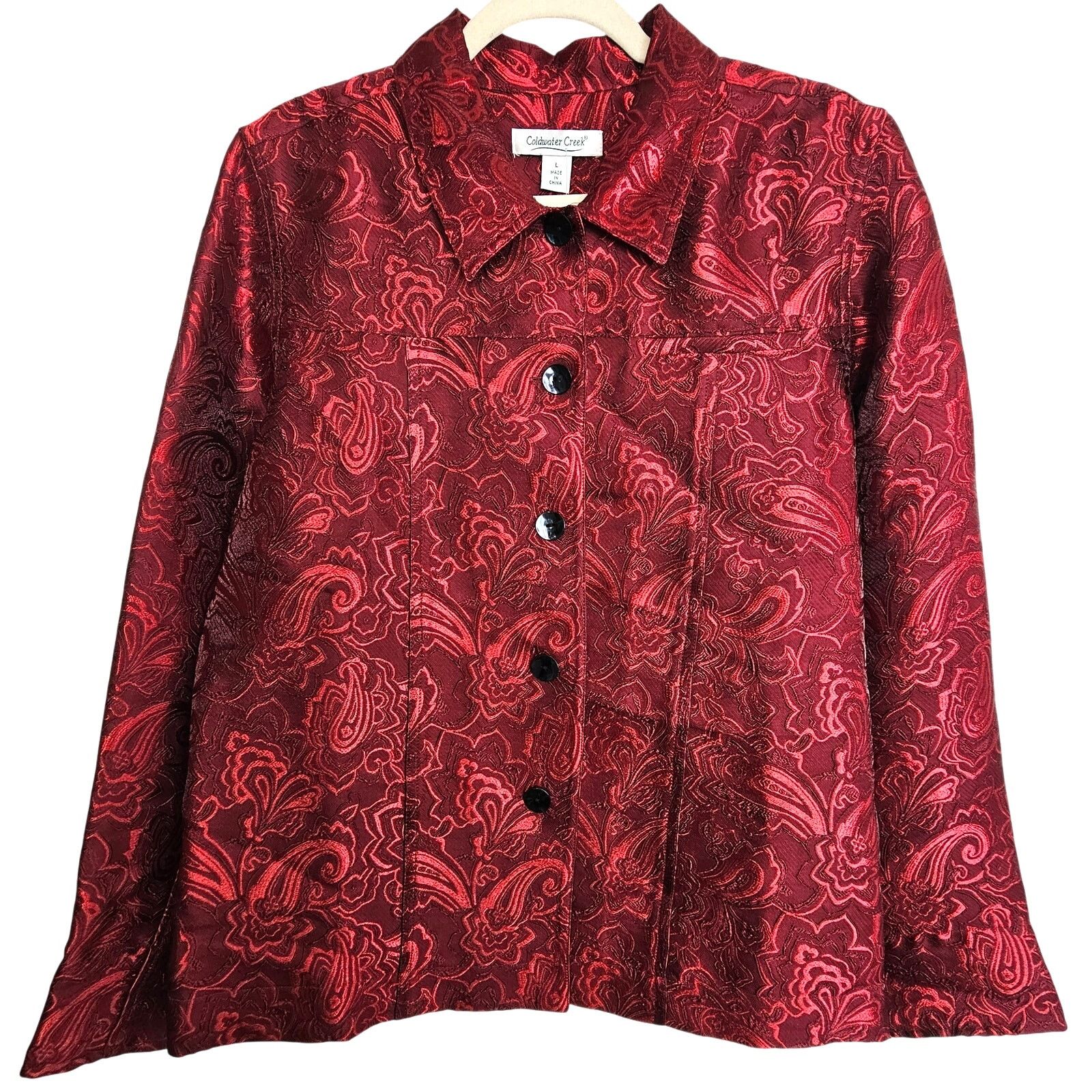 Coldwater Creek Coldwater Creek Womens Joy Melodies Paisley Brocade Jacket L Size L / US 10 / IT 46 - 1 Thumbnail