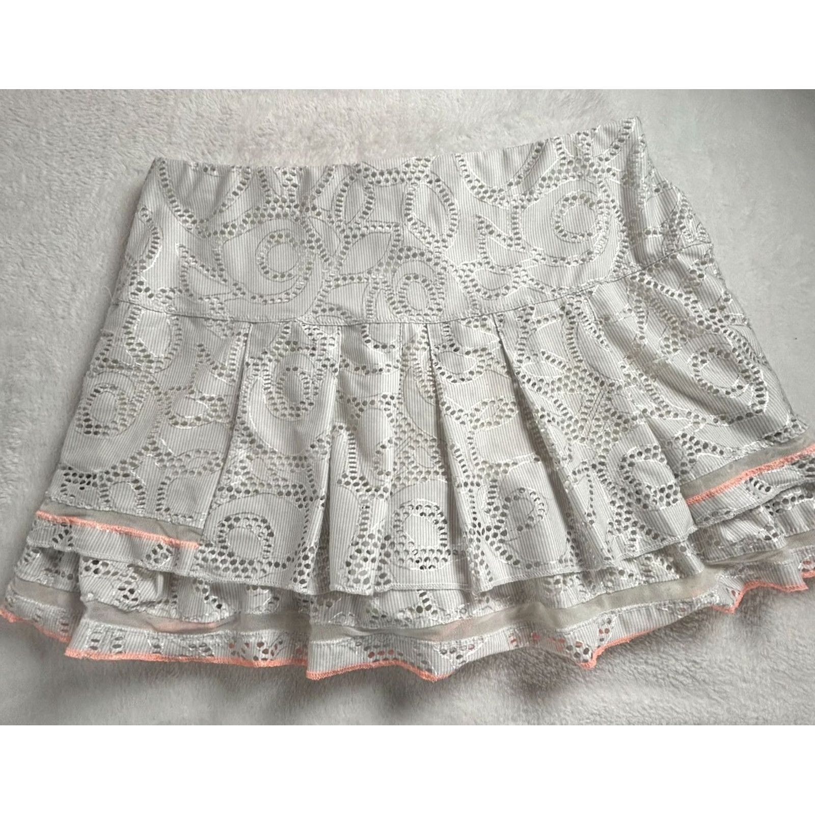 Vintage Lucky in Love Women’s Eyelet Lace Tier Tennis Skort XL 16 Gray Stretch Athletic Size ONE SIZE - 2 Thumbnail