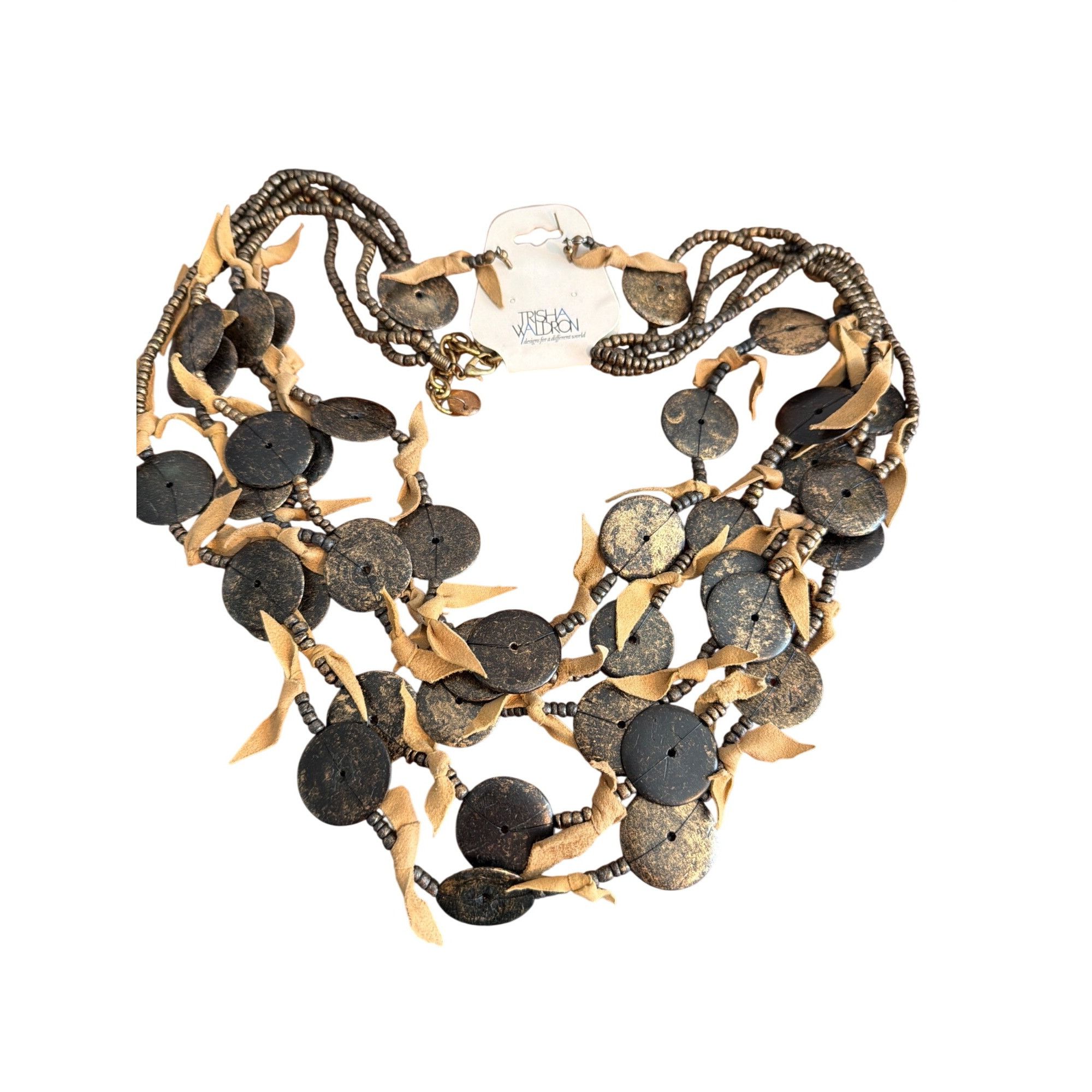 Other Trisha Waldron Leather & Bead Multistrand Necklace & Earring Size ONE SIZE - 1 Thumbnail