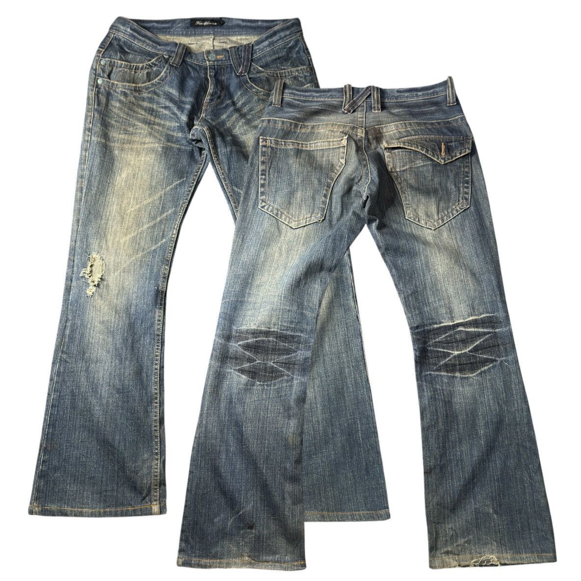 Hysteric Glamour 🇯🇵 Japanese Flared Y2k Root Three Dirty Wash Distressed Denim Size US 31 - 1 Thumbnail