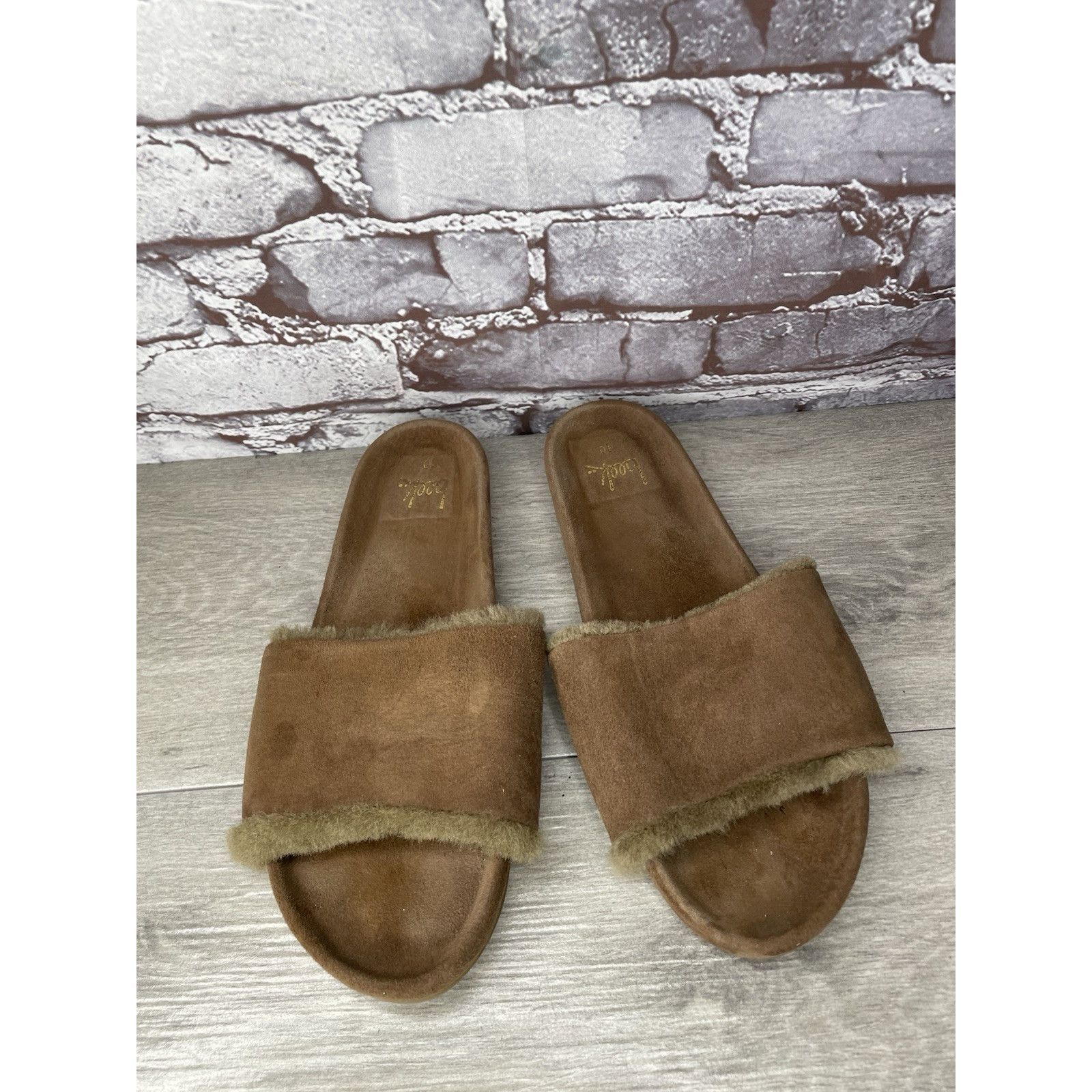 beek Beek Brown Sherpa Lining Brown Suede Leather Slides Sandals Size US 10 / IT 40 - 9 Thumbnail