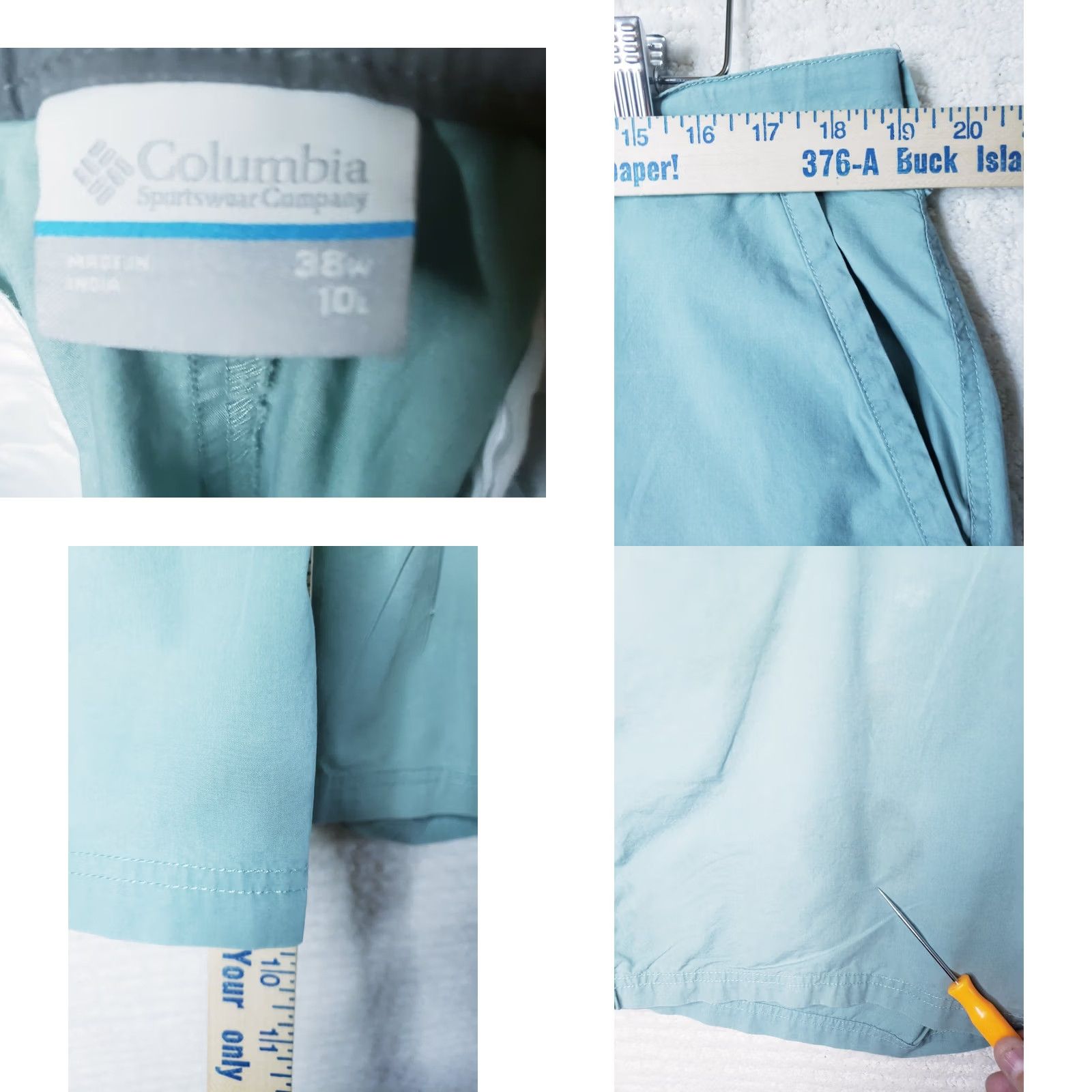 Vintage Columbia Men Regular Cotton Blend Outdoor Utility Shorts - Size 38 x 10 Green Size US 38 / EU 54 - 8 Thumbnail
