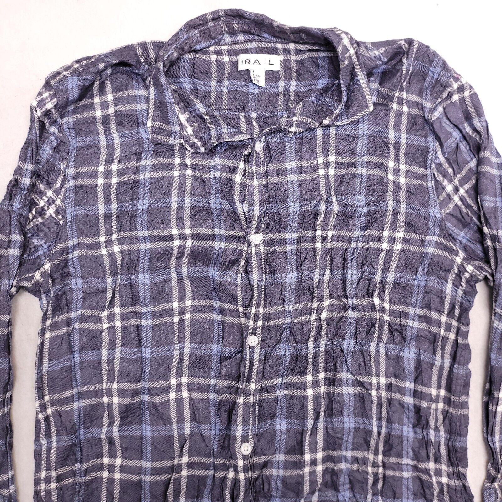 The Rail The Rail Tartan Flannel Shirt Mens Size Large L Blue White Size US L / EU 52-54 / 3 - 1 Thumbnail