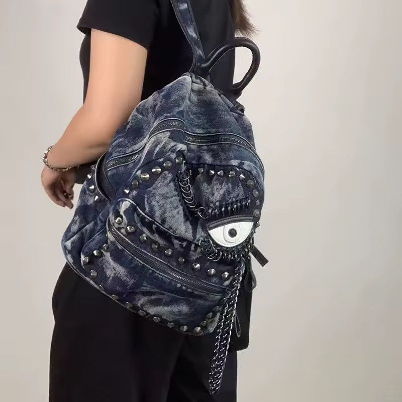 Other Punk Streetwear Rivet Capacity Canvas Eye Backpack Bag Size ONE SIZE - 5 Thumbnail