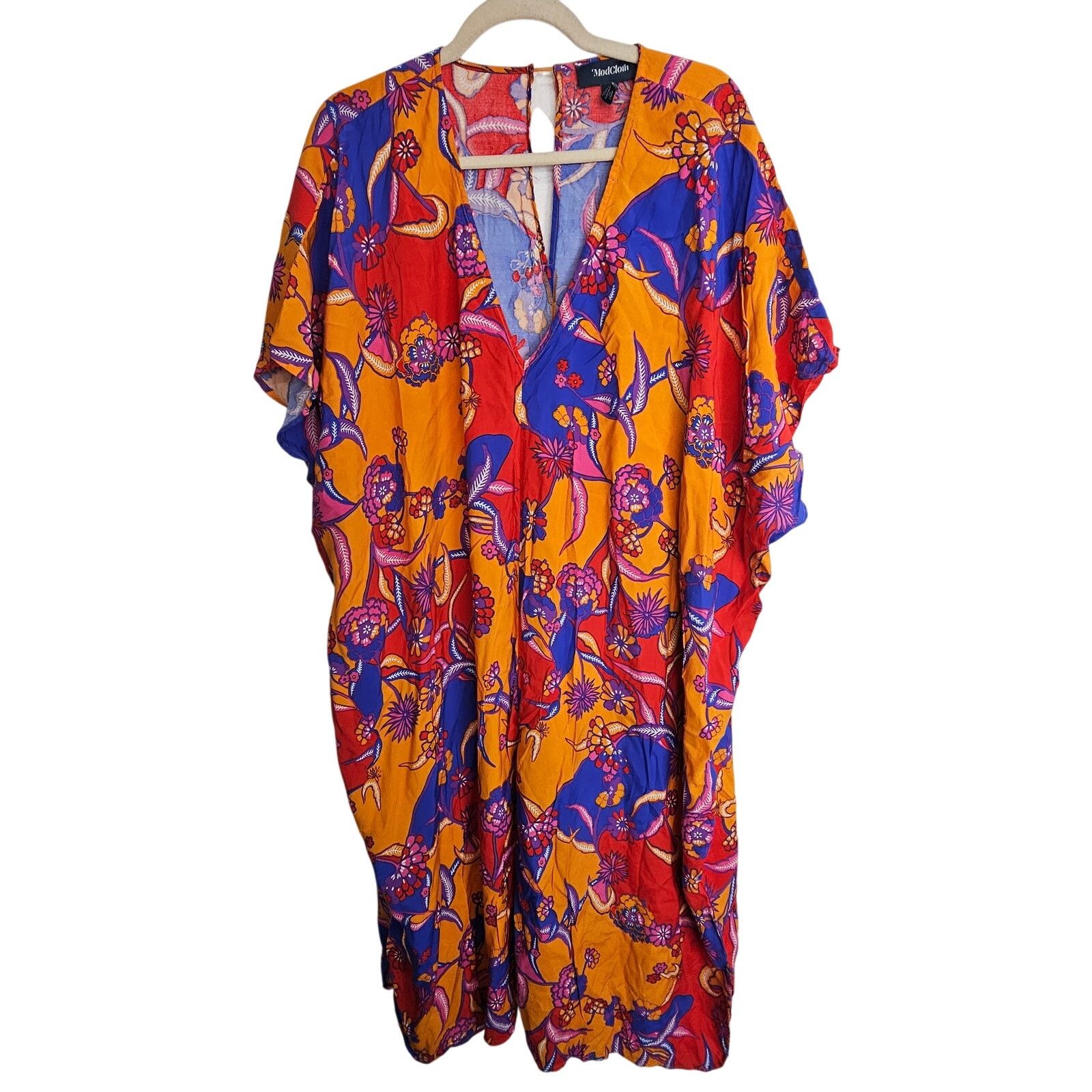 Modernica Modcloth Womens Floral Kimono Maxi Dress Sz L Vibrant Resort Size L / US 10 / IT 46 - 1 Thumbnail