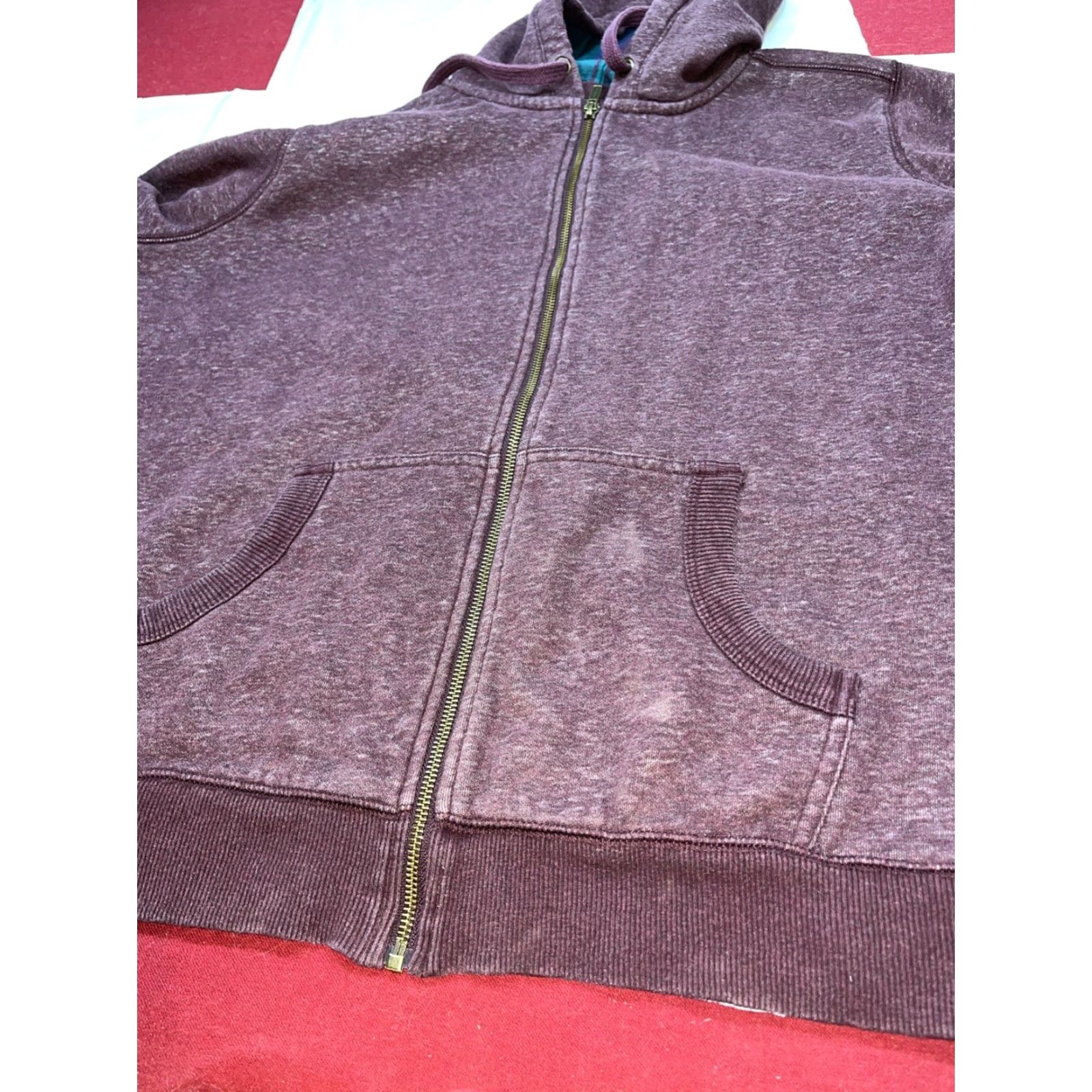 Vintage VINTAGE L.L.Bean Zip Hooded Sweatshirt Shirt Hooded Lined 3XL Burgundy Plaid Flannel 90s Mens Size US XXL / EU 58 / 5 - 6 Thumbnail