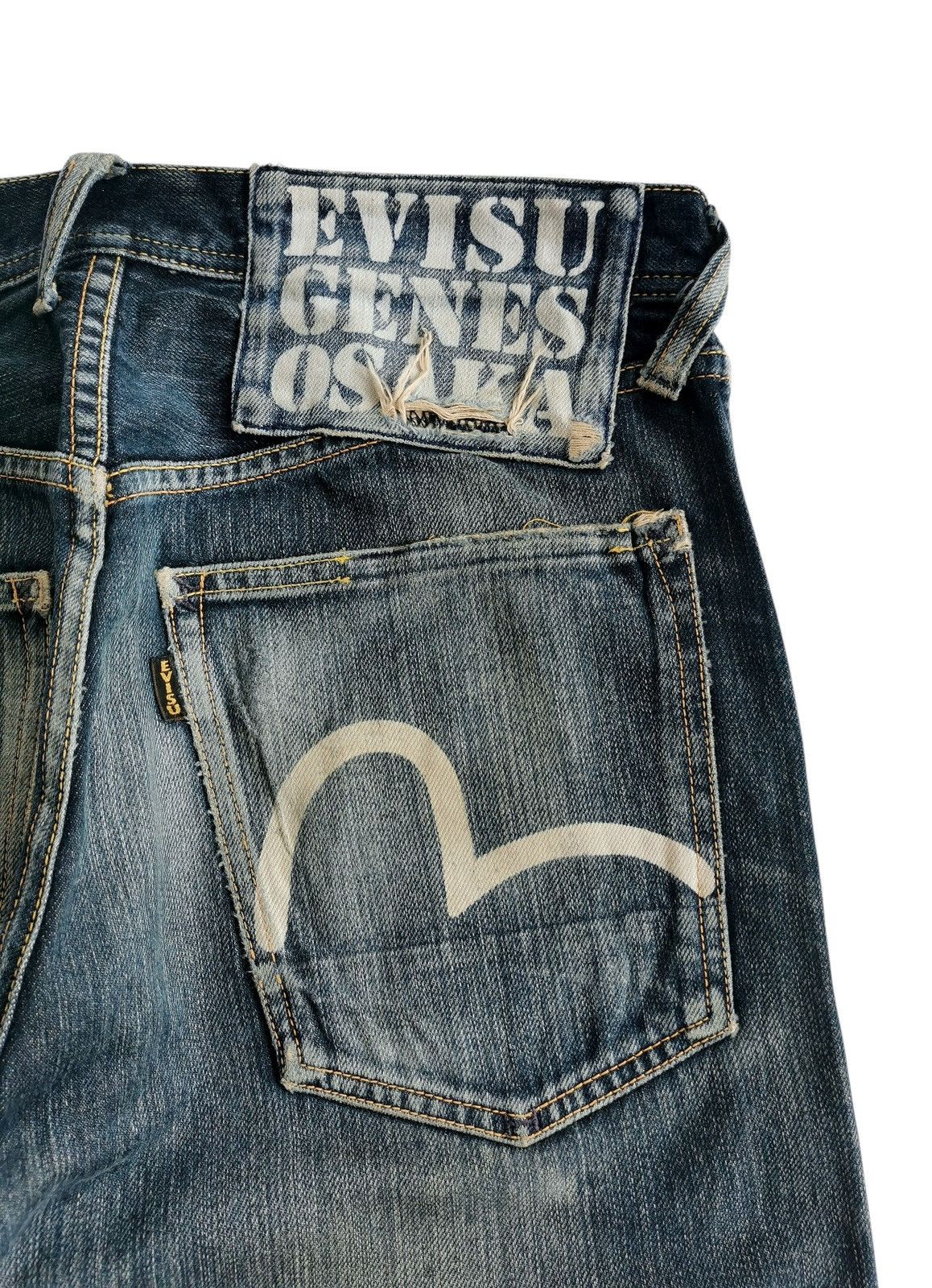 Evisu Evisu Genes Osaka Distressed Seagull Denim Vintage Wash Size US 31 - 5 Thumbnail