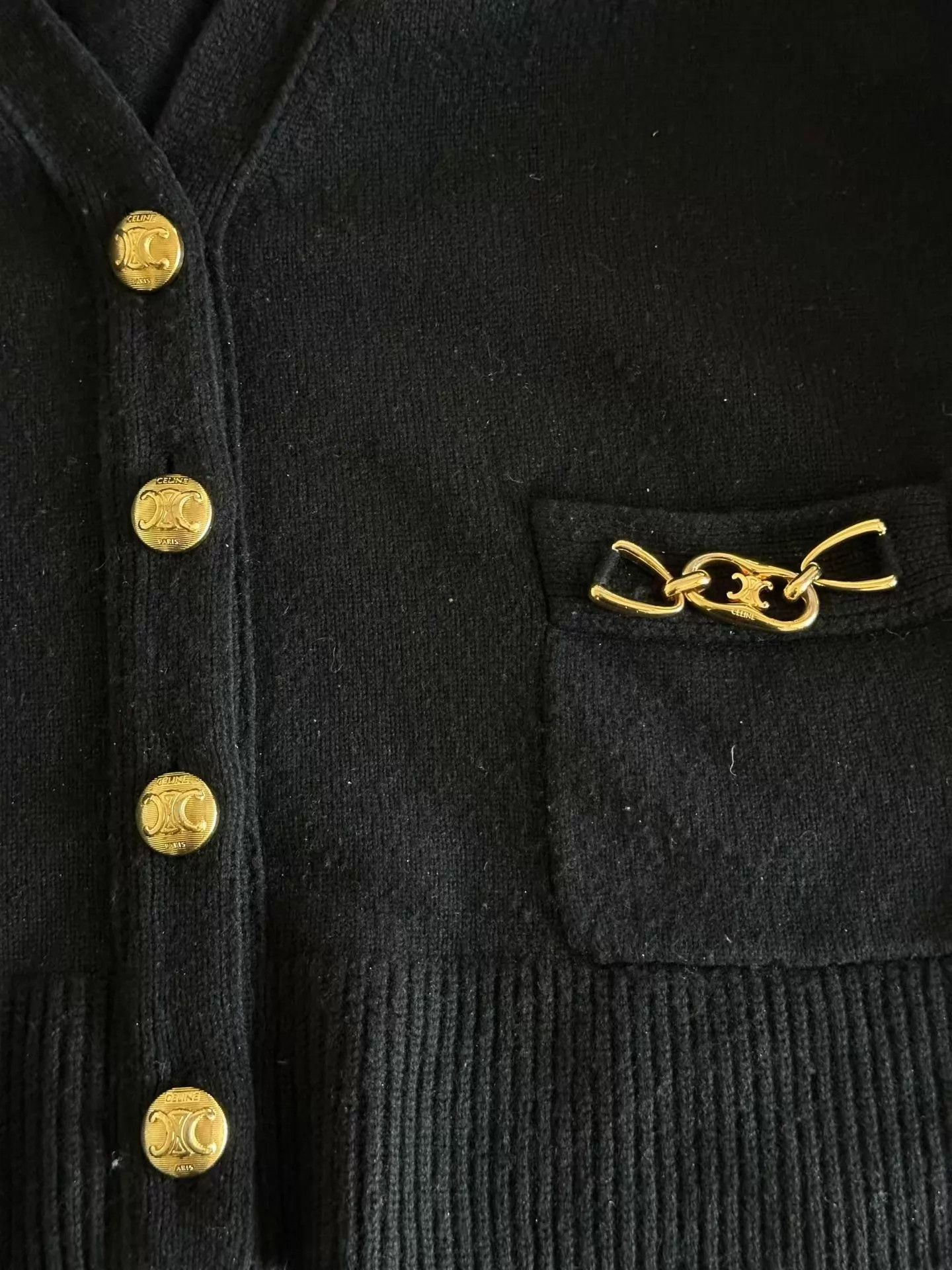 Celine Celine Triomphe Gold Button Cashmere Cardigan S 98 New Size S / US 4 / IT 40 - 5 Thumbnail