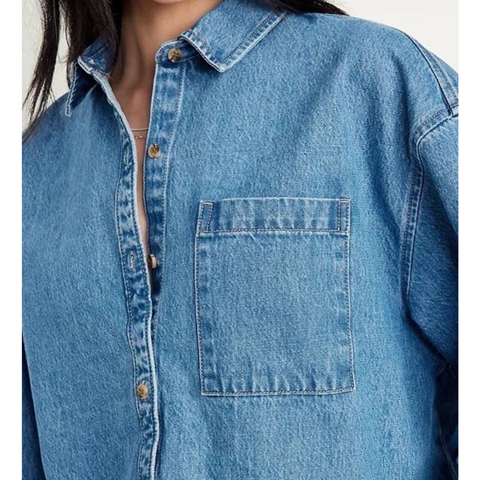 Old Navy Old Navy Medium Tall Oversized Boyfriend Denim Shirt NWT Size M / US 6-8 / IT 42-44 - 6 Thumbnail