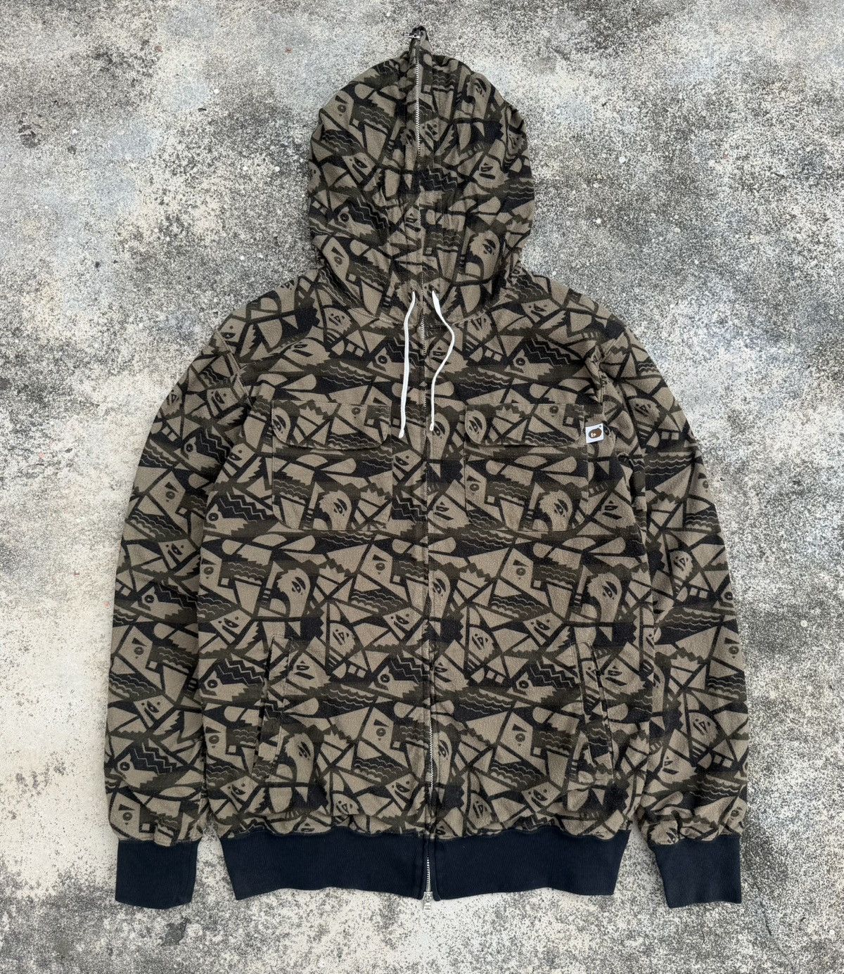Bape A Bathing Ape BAPE All Over Print Zip Hoodie Brown Graphic Size US XL / EU 56 / 4 - 9 Thumbnail
