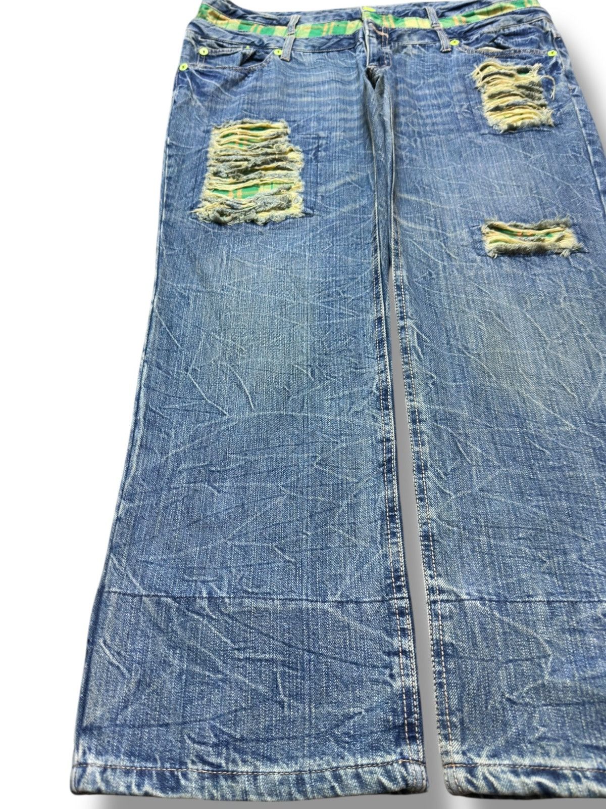 Hysteric Glamour Vintage Japanese Brand Double Waist Baggy Honeycomb Denim Size US 41 - 3 Thumbnail