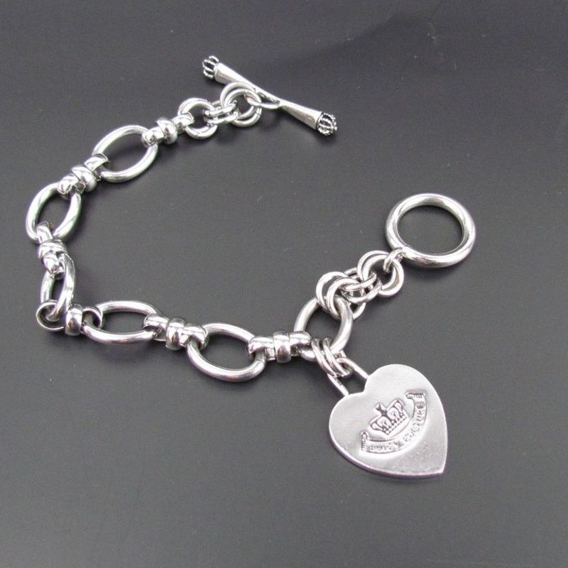 Juicy Couture Juicy Couture Silver Color Heart Charm Bracelet Size ONE SIZE - 7 Thumbnail