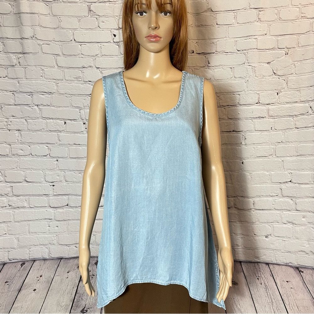Other Soft Surroundings Timely Blue Chambray Sleeveless Tank Top Size S / US 4 / IT 40 - 1 Thumbnail