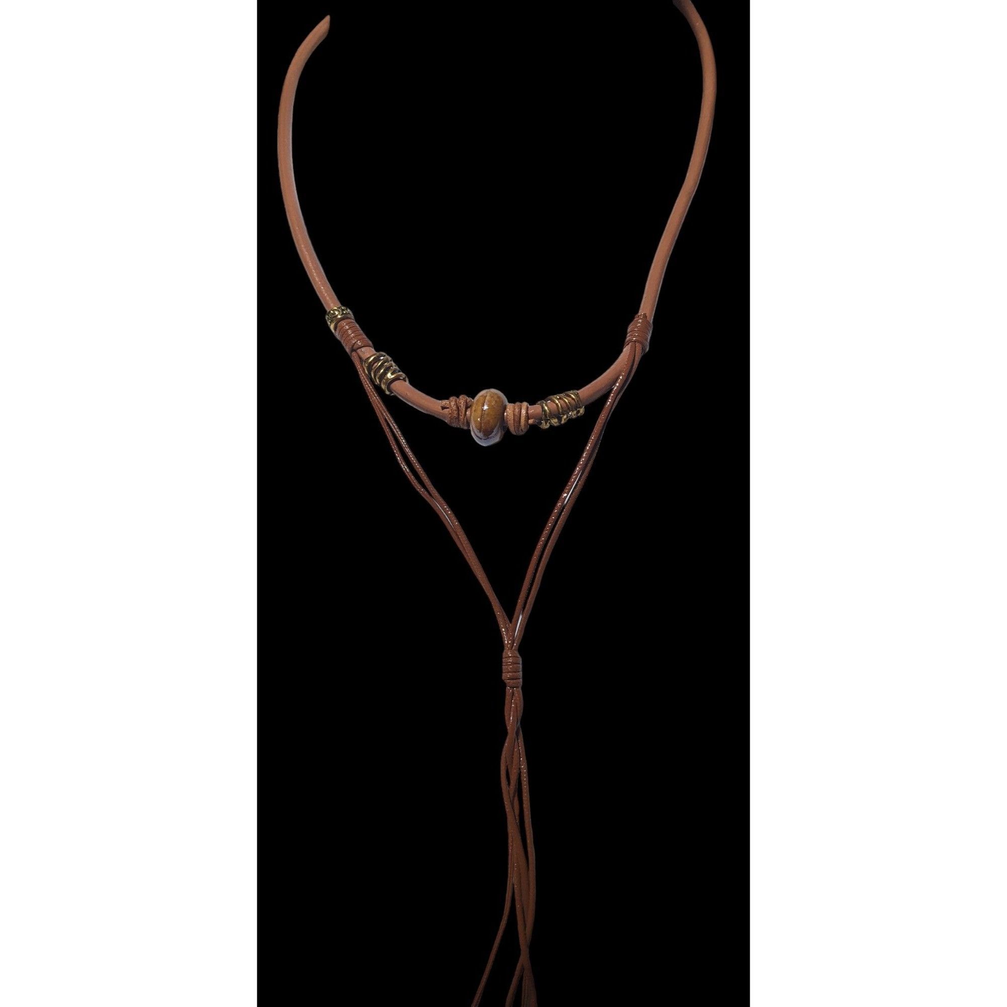 Other Retro Bohemian Faux Leather Multilayer Charm Necklace Size ONE SIZE - 5 Thumbnail