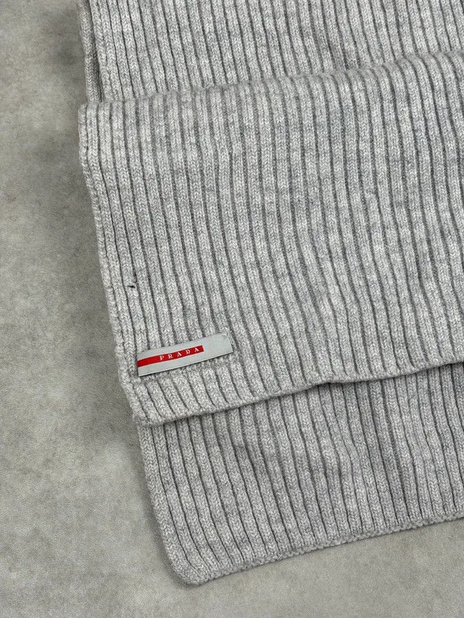 Prada 2000s Prada Linea Rossa Grey Wool Minimalist Scarf Size ONE SIZE - 7 Thumbnail