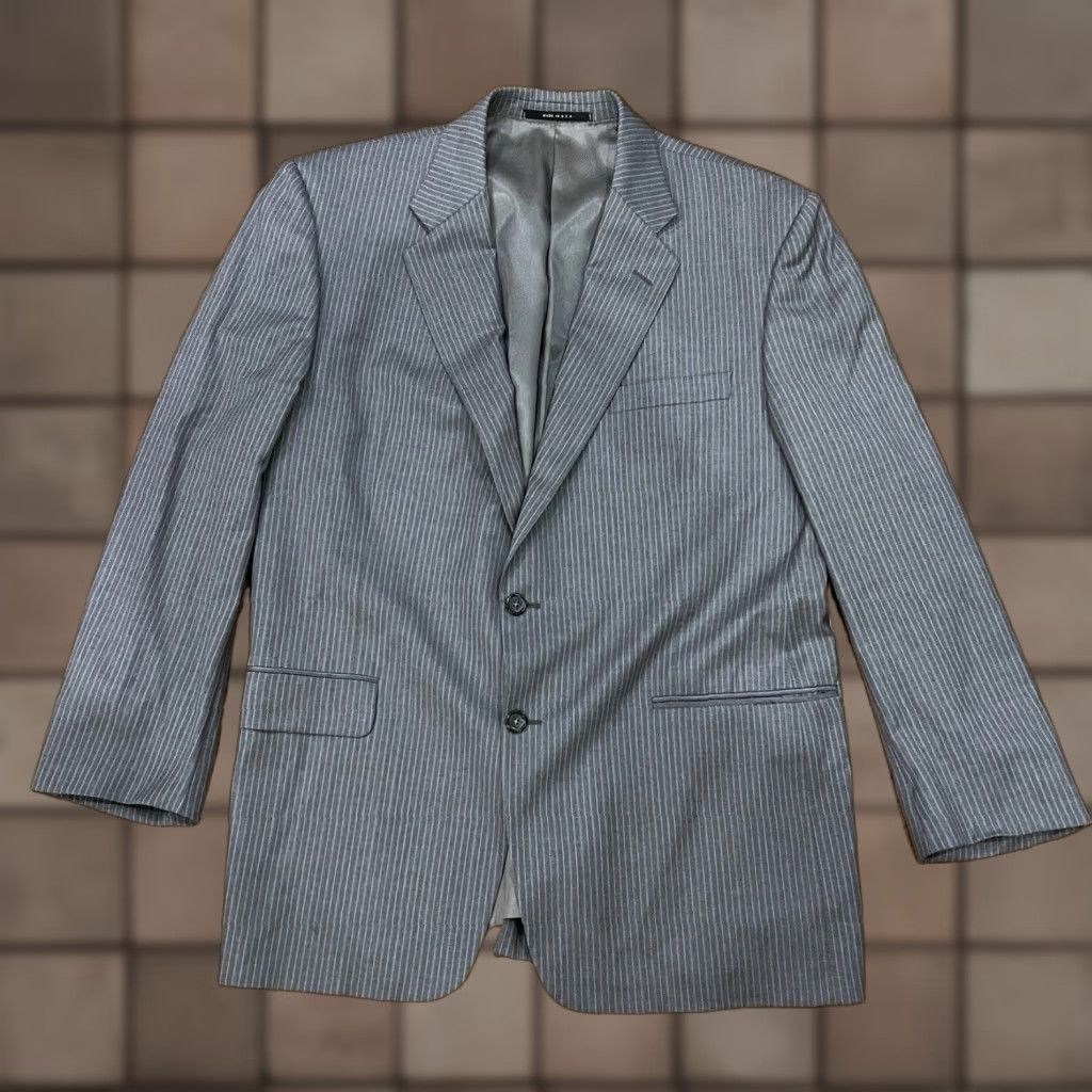 Vintage Hickey Freeman Blazer Mens 44 Gray Striped 100% Wool USA Made Reg A102 Size 44R - 1 Thumbnail