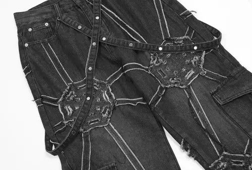 VIBE High street design spider web denim straight trousers Size US 34 / EU 50 - 5 Thumbnail