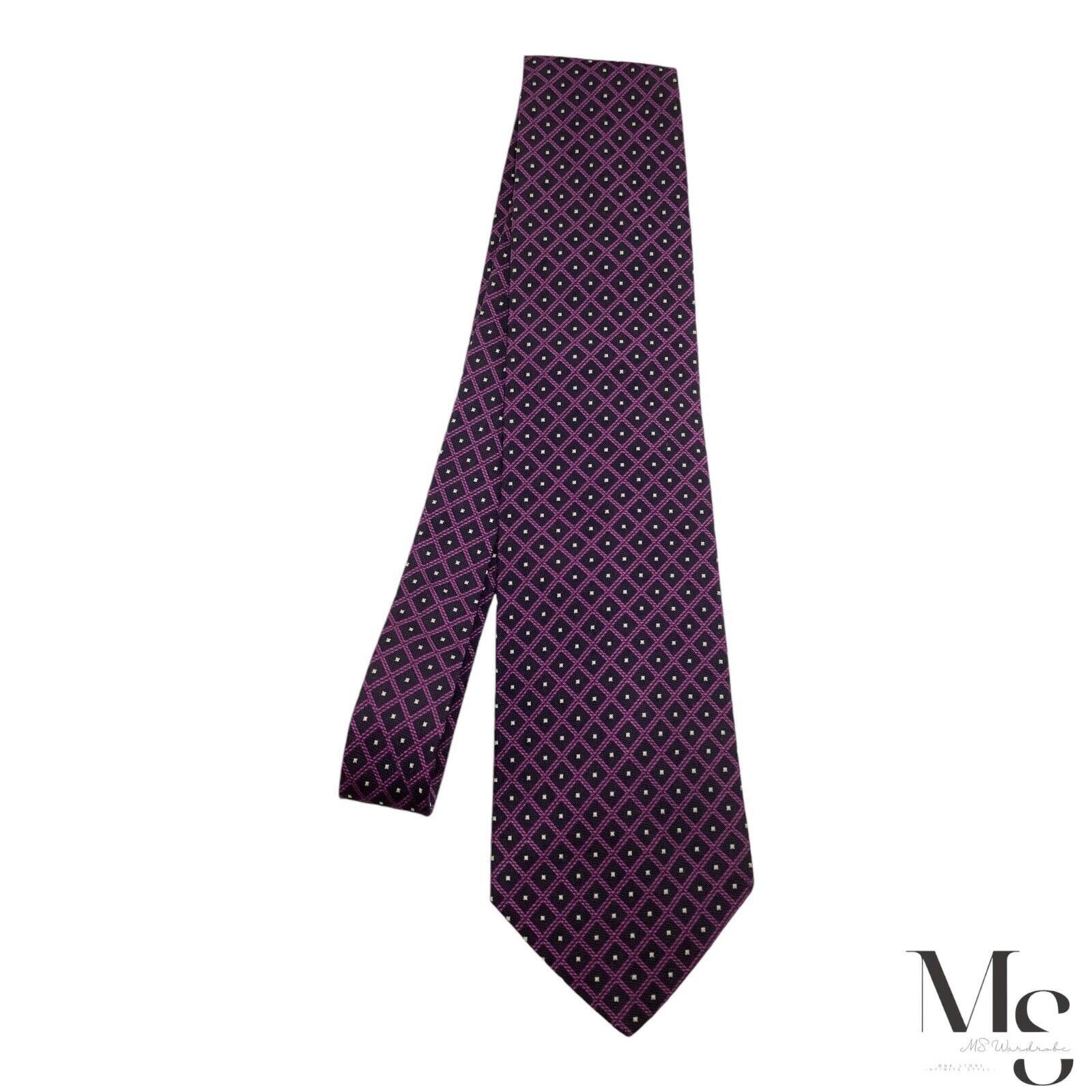 Faconnable FAÇONNABLE Purple Geometric Silk Tie Hand Made In France W: Size ONE SIZE - 5 Thumbnail