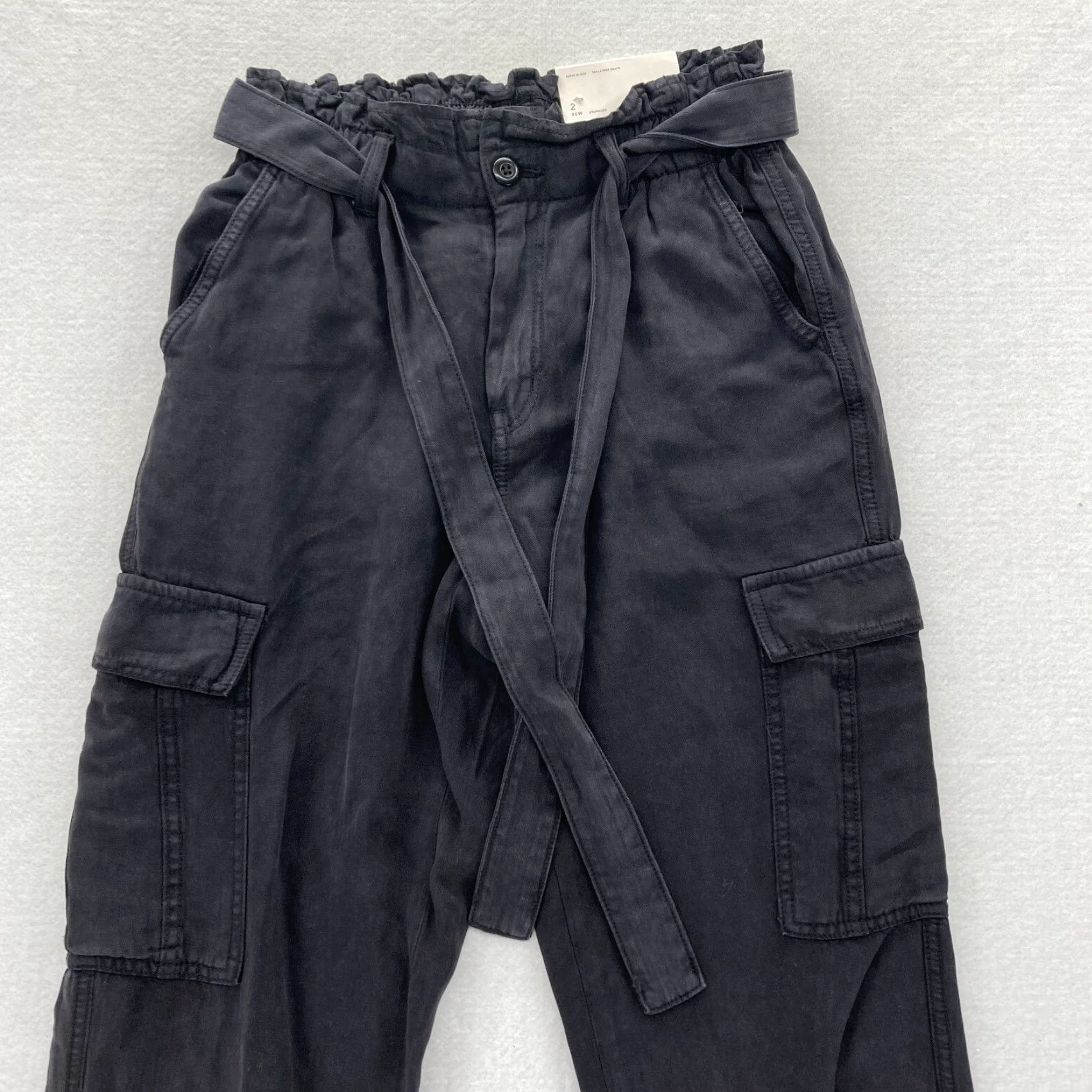 American Eagle Outfitters American Eagle Outfitters Joggers Women's 2 Black Lyocell Stretch Waist Tie Tapered Size 26" / US 2 / IT 38 - 2 Thumbnail