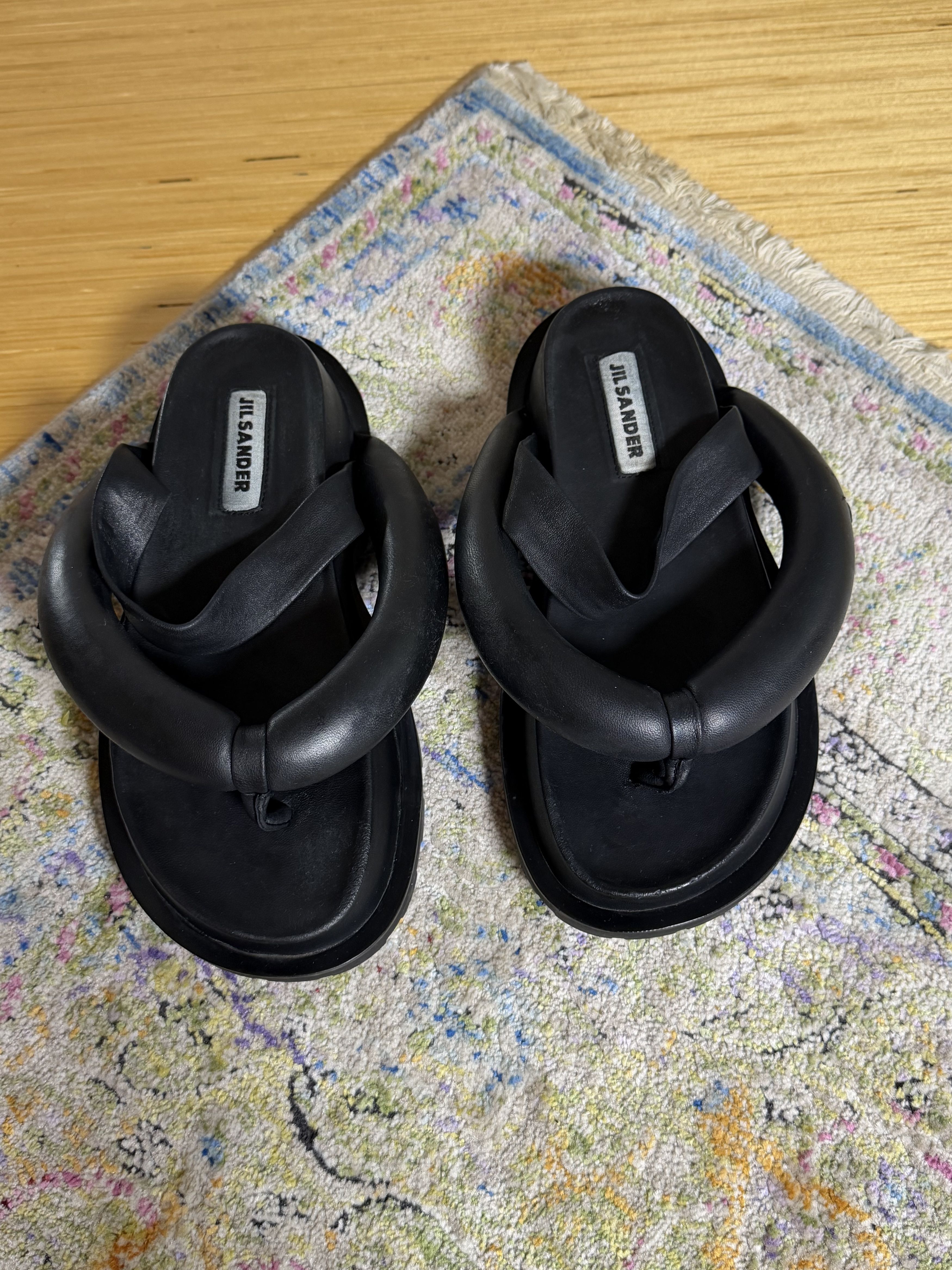 Jil Sander Jil Sander Padded Leather Sandals in Black Size US 10 / IT 40 - 5 Thumbnail