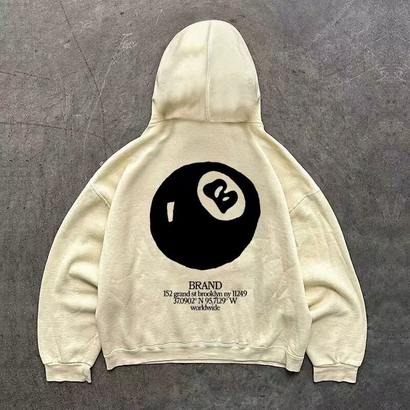 Japanese Brand × Vintage Apricot retro billiard print loose and versatile hoodie Size US L / EU 52-54 / 3 - 1 Thumbnail