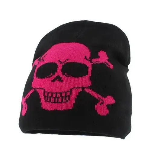 Other Acrylic Knited Pink Skull Beanies Hat Unisex Size ONE SIZE - 2 Thumbnail