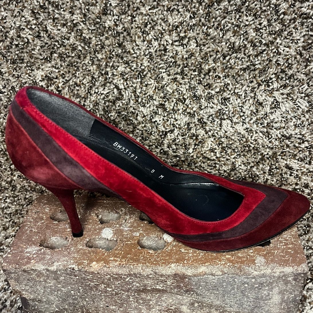 Stuart Weitzman Stuart Weitzman Chevron Suede Stilettos Pump Red Women's 8M Size US 8 / IT 38 - 3 Thumbnail