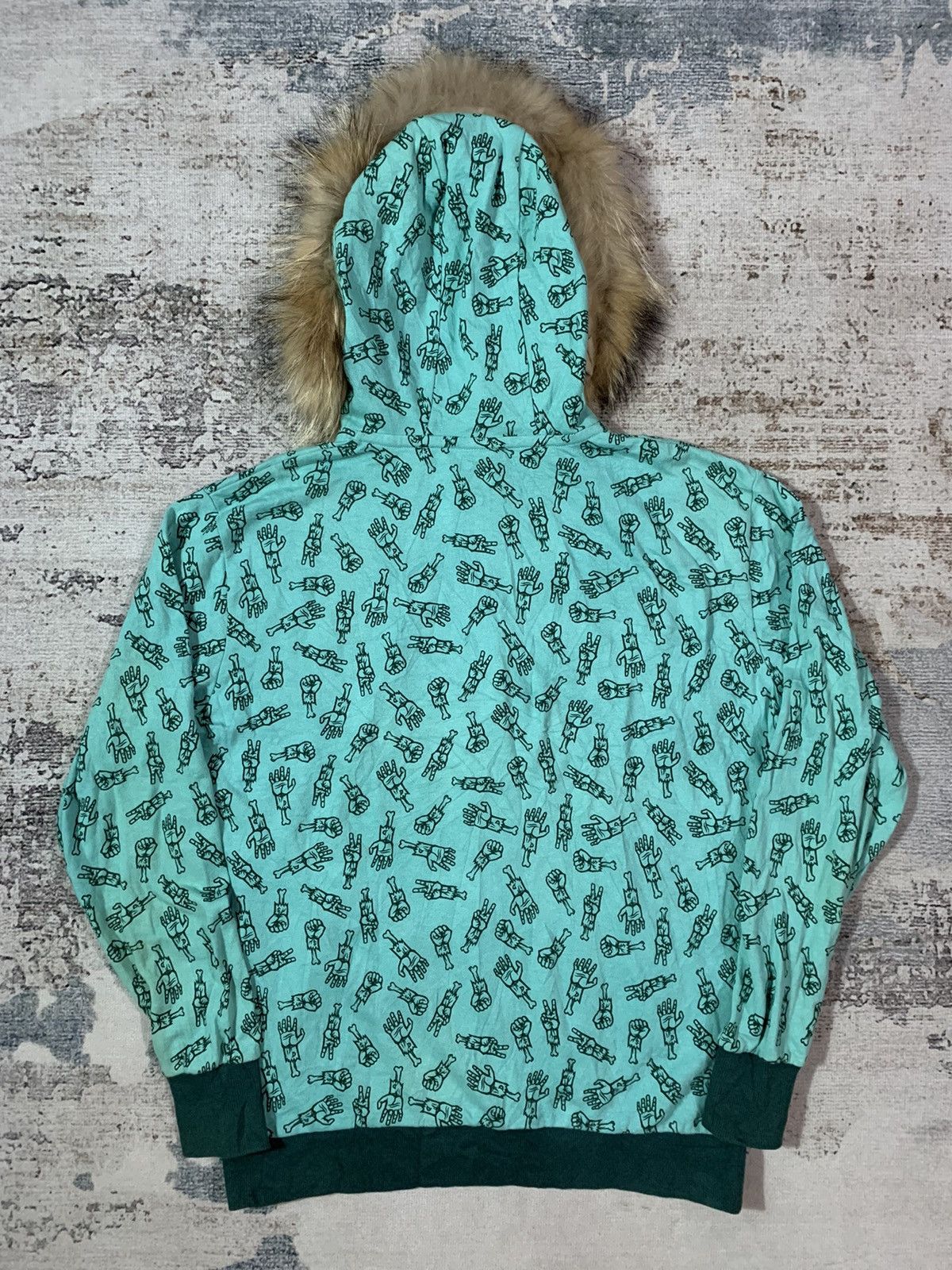 Japanese Brand Undefined Japan Fur Hoodie Full Print Punk Style Size US M / EU 48-50 / 2 - 2 Thumbnail