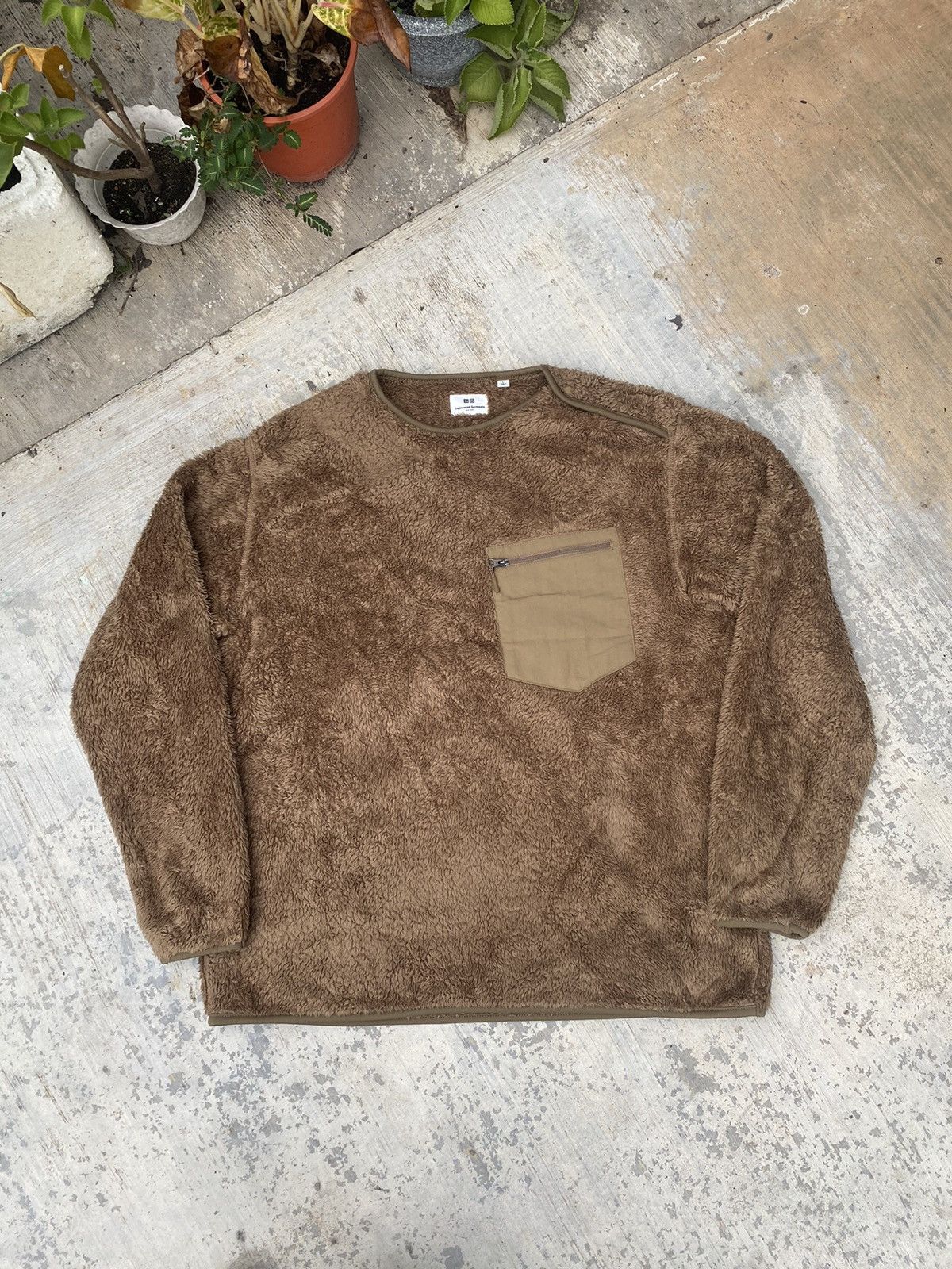 Engineered Garments ユニクロ ブラウン Uniqlo x Engineered Garments Fleece Collarless Coat (US Sizing