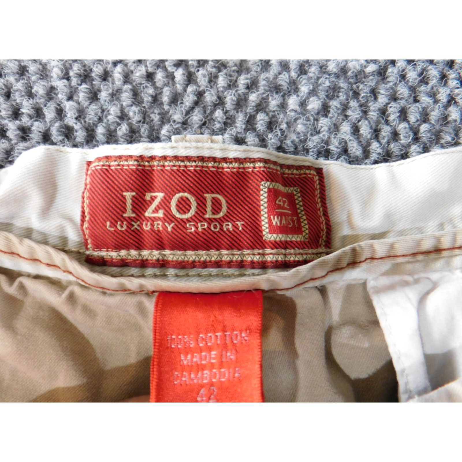 Izod Izod Mens Shorts 42 Beige Stretch Chino Luxury Sport Khaki Classic 4242 Men Regular Beige Stretch Logo Flat Front Cotton Knit Knit Vintage No? Size US 42 / EU 58 - 5 Thumbnail