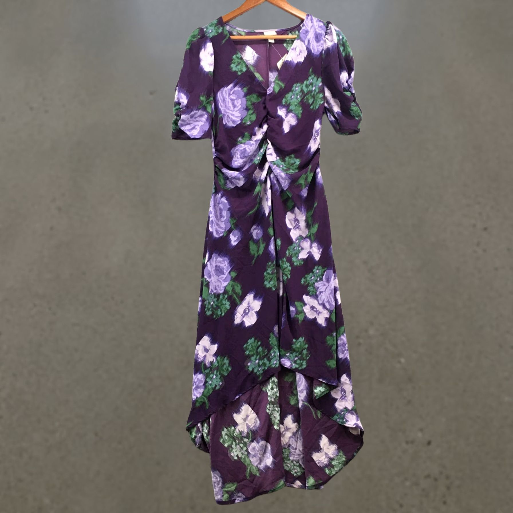Vintage A New Day Midi High Low Dress Womens XS Navy Floral V-Neck Crepe Purple NEW Size M / US 6-8 / IT 42-44 - 1 Thumbnail