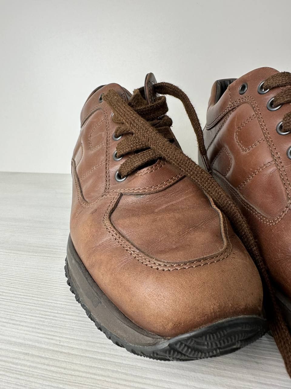 Hogan × Leather Hogan Interactive Leather Shoes Sneakers Italy Classic Brown Size US 5.5 / EU 38 - 8 Thumbnail