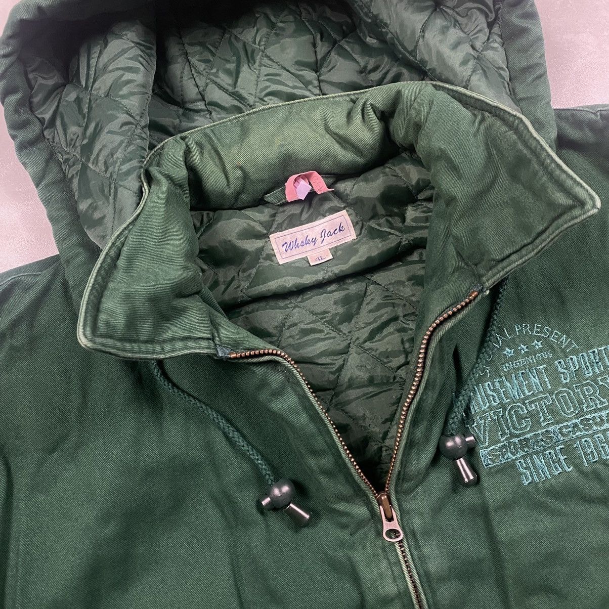 Japanese Brand Vintage 90s Whsky Jack Wide Boxy Hooded Bomber Size US XXL / EU 58 / 5 - 8 Thumbnail