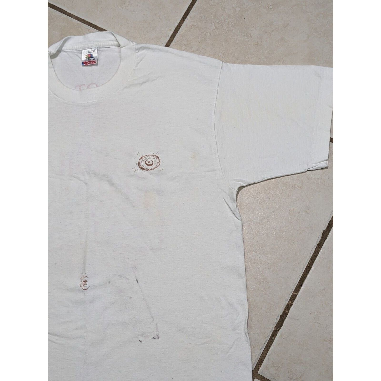 Fruit Of The Loom 1994 Redneck Farmers Tan NIPPLES Shirt 90s Tee Double Sided Size US L / EU 52-54 / 3 - 4 Thumbnail