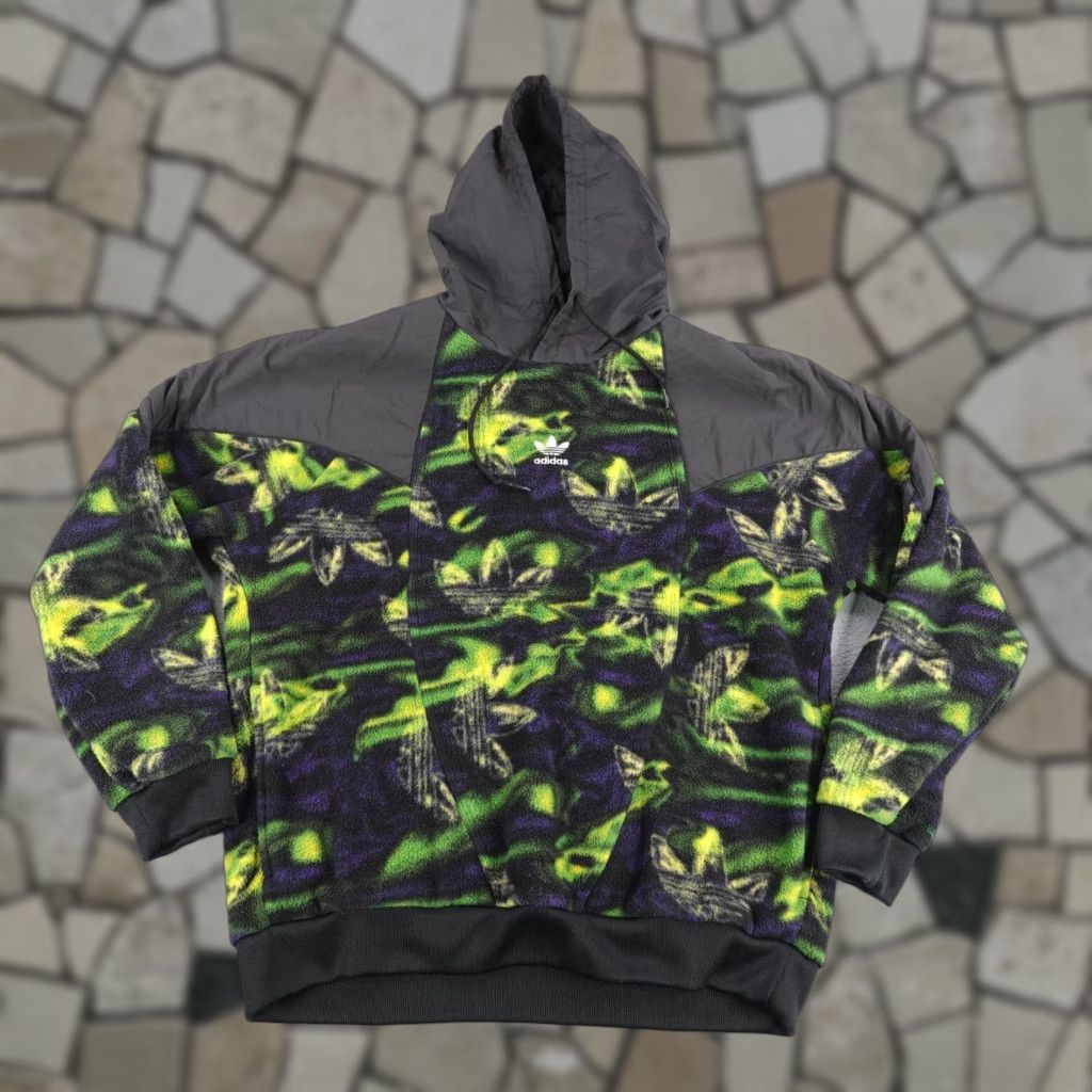 Adidas adidas Hoodie Mens Medium Black Originals Trefoil Hybrid Fleece Sweatshirt Size US M / EU 48-50 / 2 - 1 Thumbnail