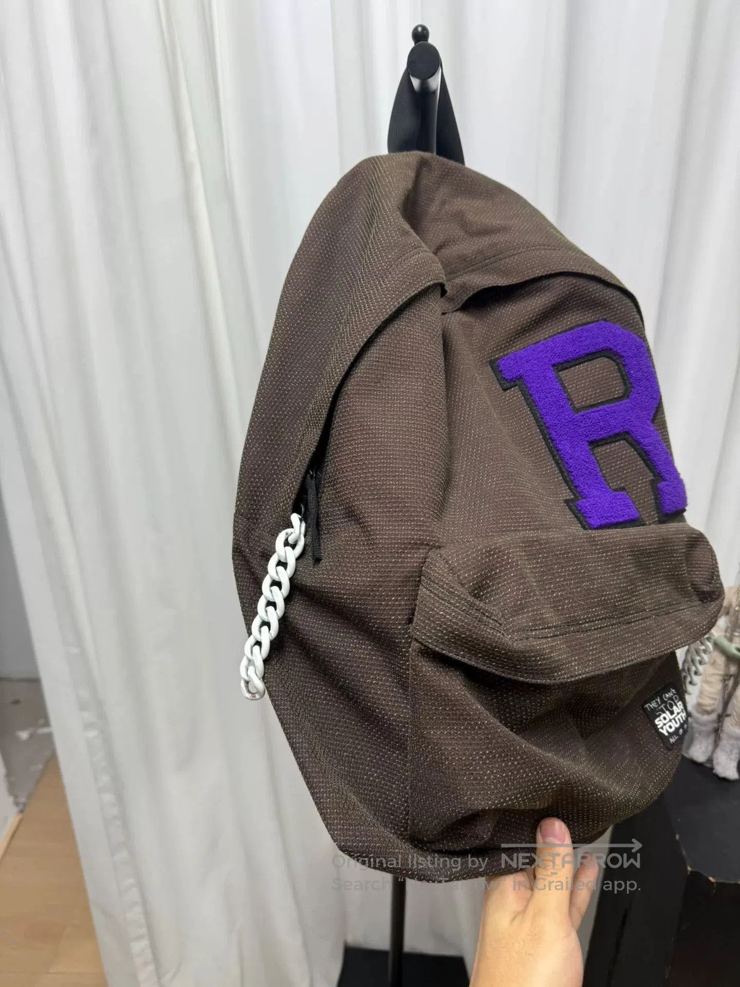 Raf Simons raf simons plush chain backpack in brown. Size ONE SIZE - 4 Thumbnail
