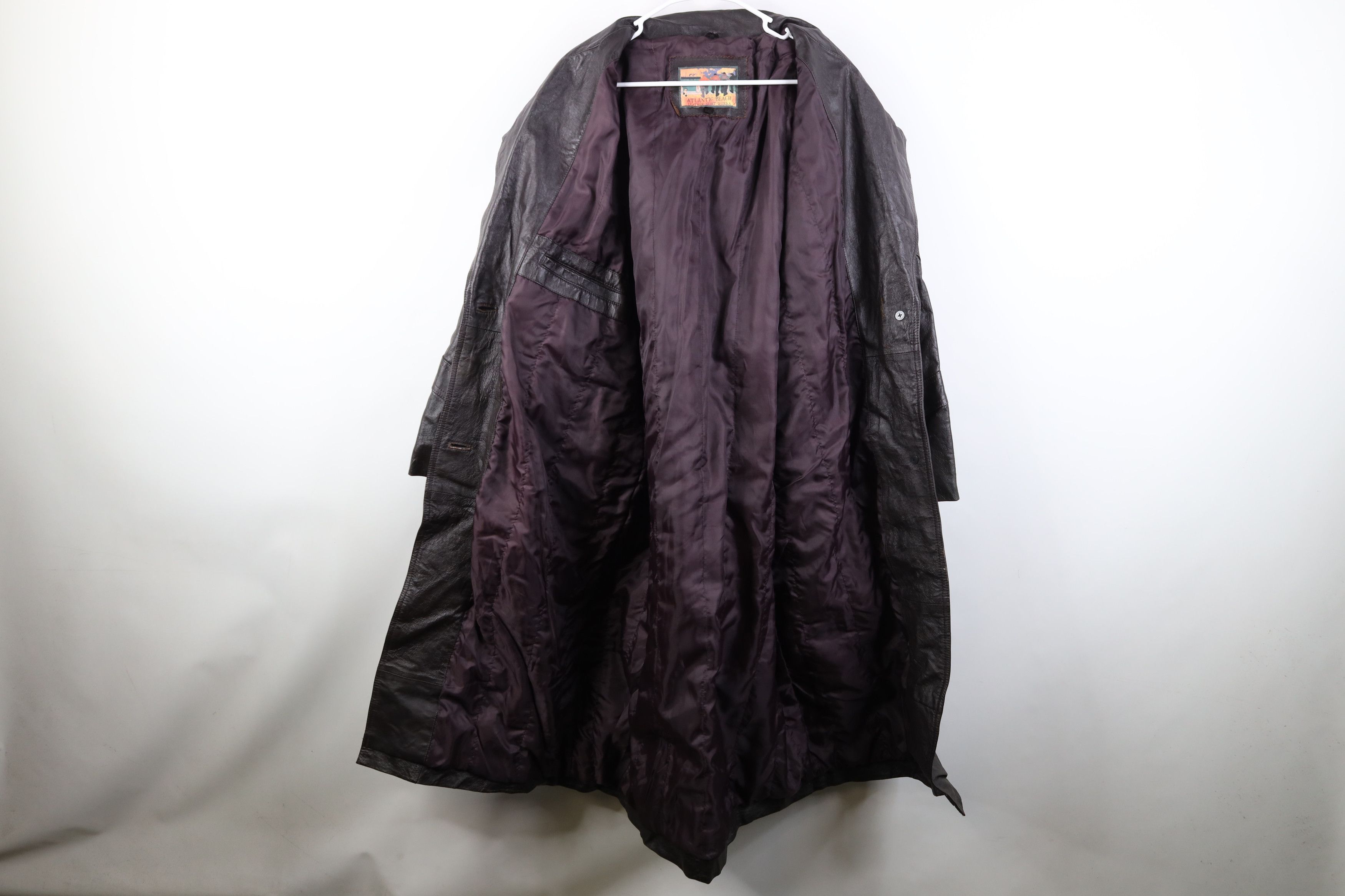 Vintage Vintage 90s Streetwear Leather Trench Coat Jacket Dark Brown Size XXL / US 16-18 / IT 52-54 - 10 Thumbnail