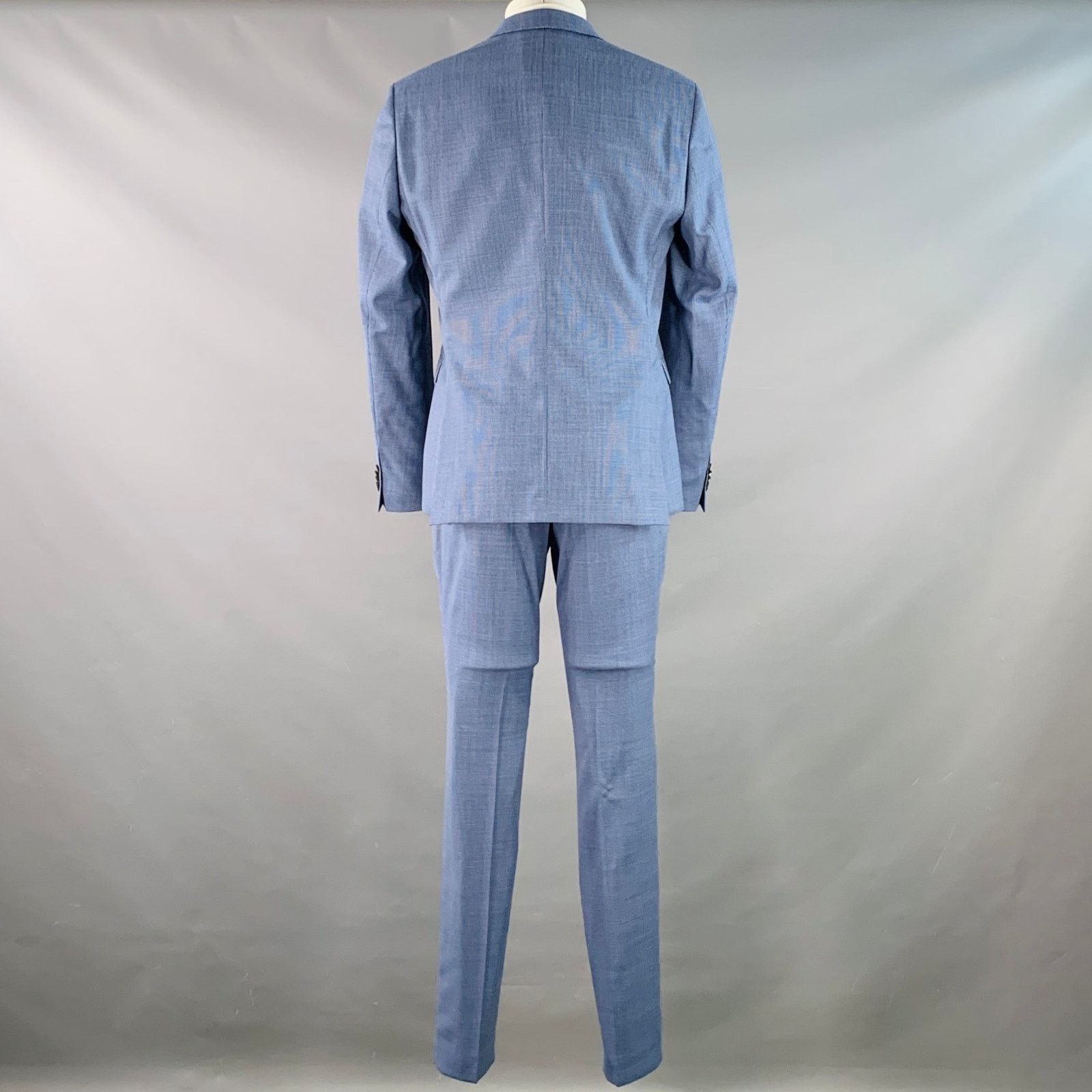 Hugo Boss Blue Houndstooth Virgin Wool Single Breasted Notch Lapel Size 40R - 4 Thumbnail