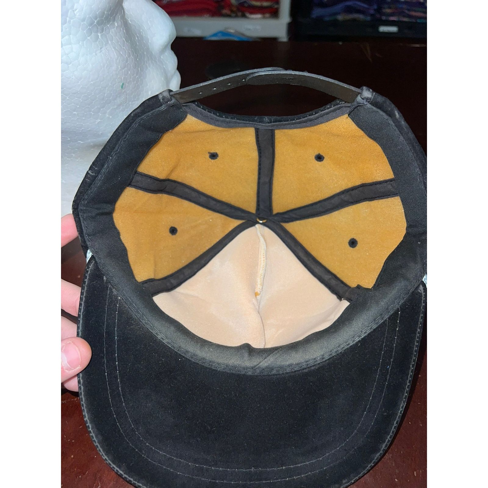 Vintage Vintage White Black Blank Snapback Hat Cap VTG Broken Brim Size ONE SIZE - 7 Thumbnail