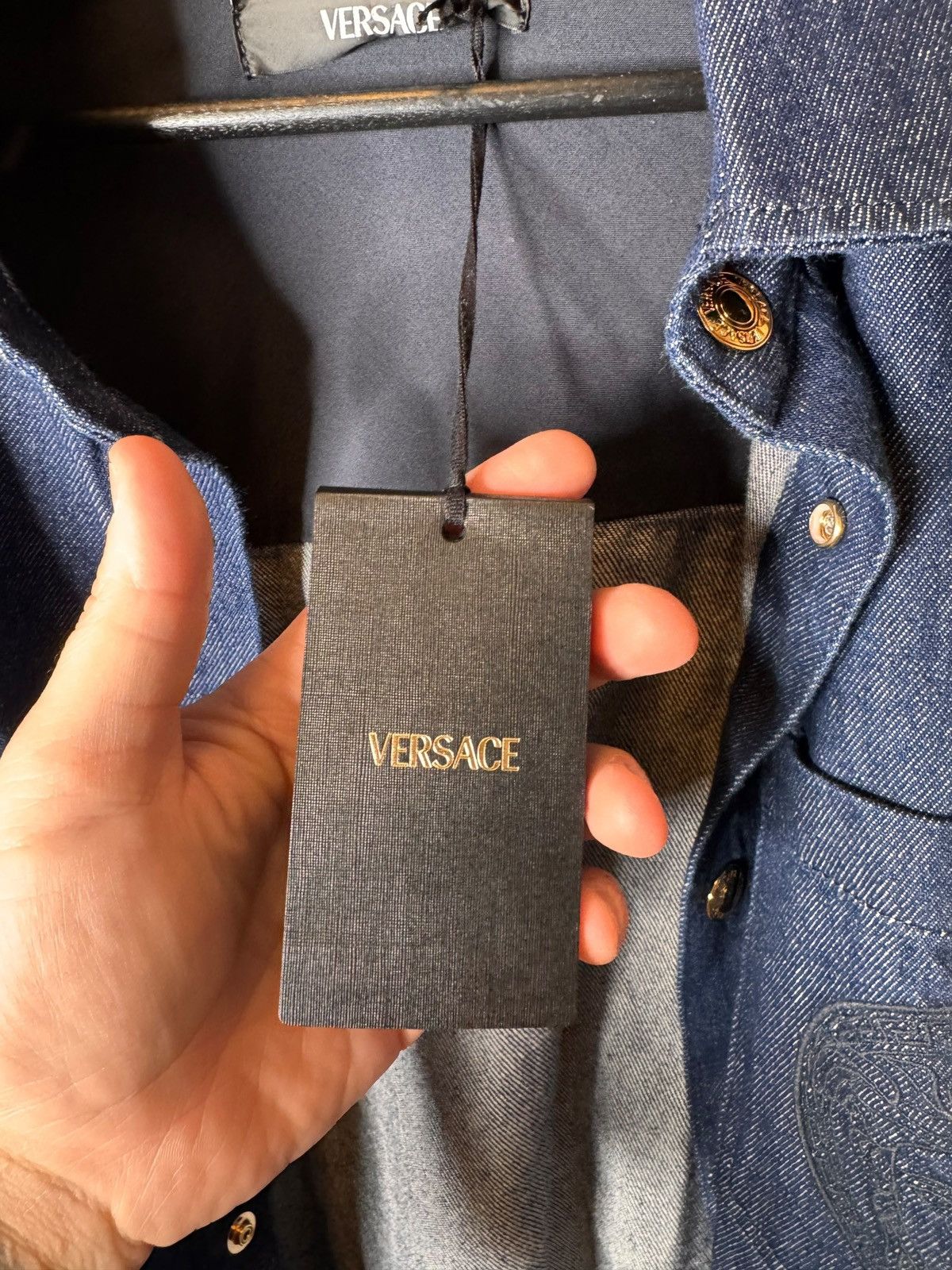 Versace Versace Denim Shirt Jacket with Medusa Embroidery – Size 56 Size US XL / EU 56 / 4 - 7 Thumbnail