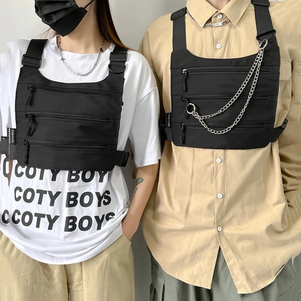 Japanese Brand chest Fanny pack streetwear large capacity tactical vest bag Size ONE SIZE - 2 Thumbnail