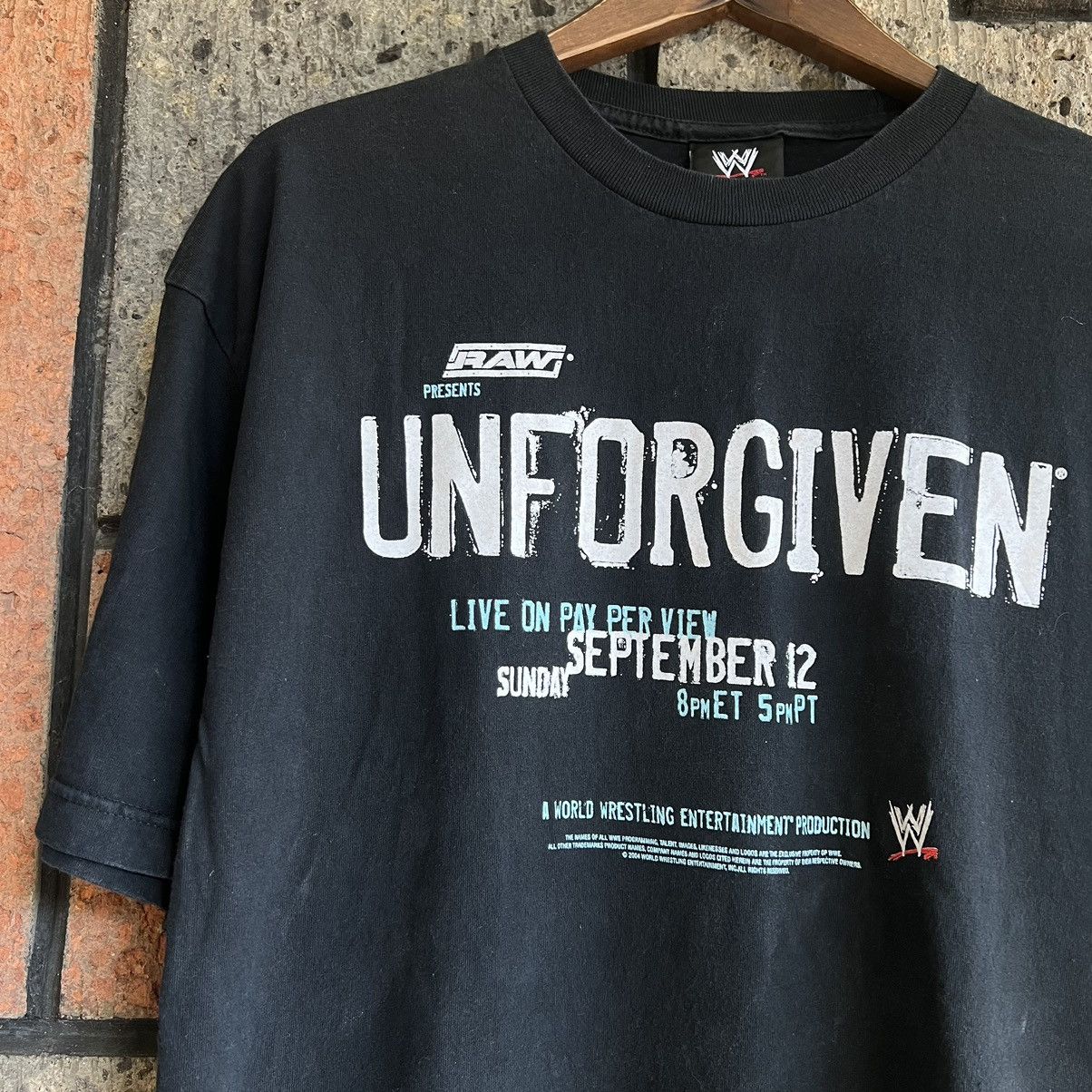 image of Vintage x Wwe VTG 2004 Unforgiven Wrestling Promo Tee Shirt Wrestlemania in Black, Men's (Size XL)