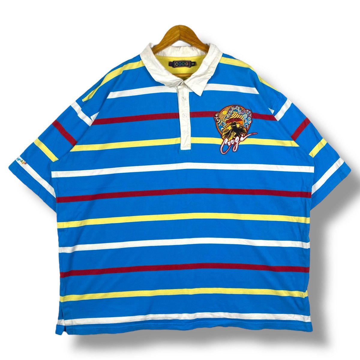 Coogi COOGI Embroidery Logo Striped Polo Shirt 5-Large Size Size US XXL / EU 58 / 5 - 1 Thumbnail