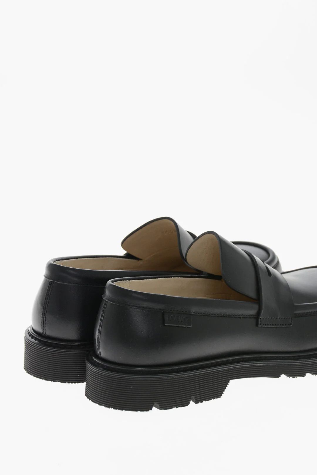 Loewe og1mm0426 Brushed Leather Penny Loafers in Black Size US 10 / IT 40 - 2 Thumbnail