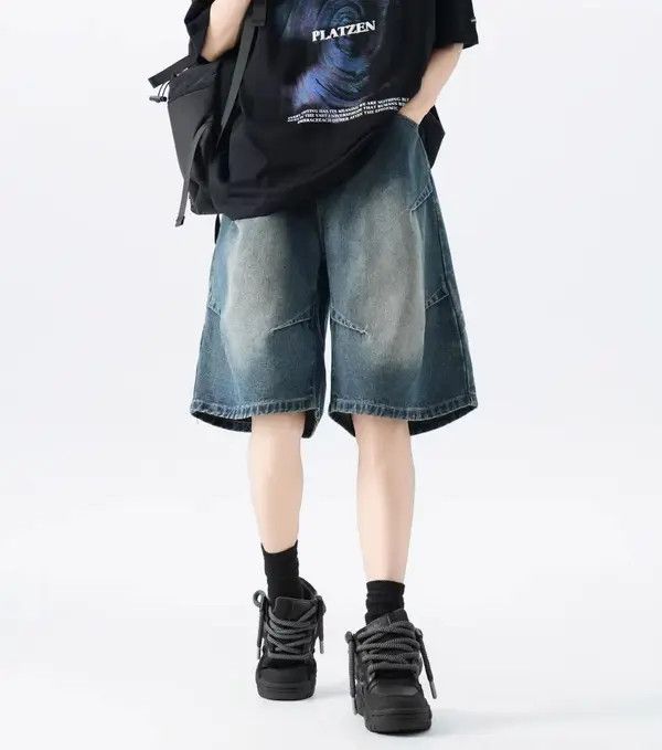 VIBE Street Hip Hop Vintage Loose Fit Denim Shorts Size US 32 / EU 48 - 4 Thumbnail