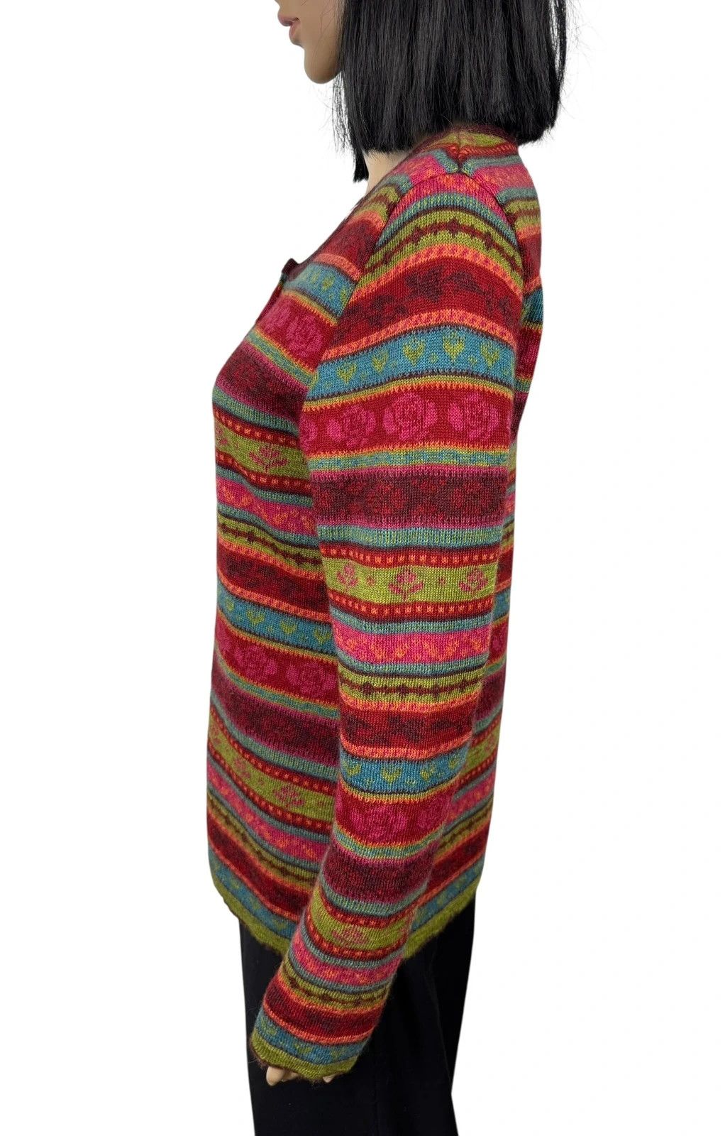 Other Flomax Wool Knit Cardigan Striped Floral Pattern size S Size S / US 4 / IT 40 - 5 Thumbnail