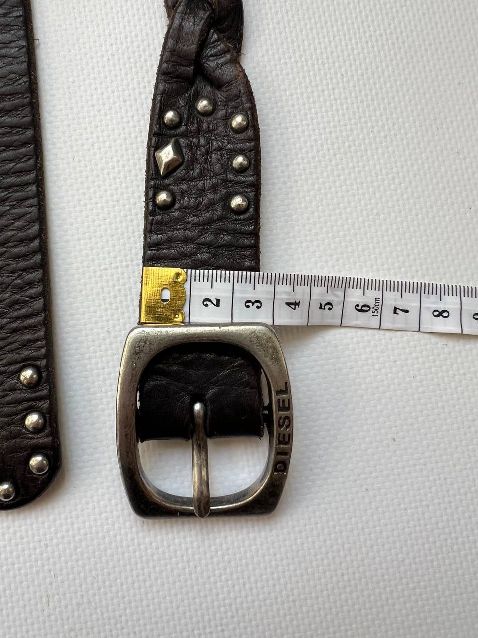 Diesel archive Diesel crazy pleated leather studded punk rivet belt Size ONE SIZE - 8 Thumbnail